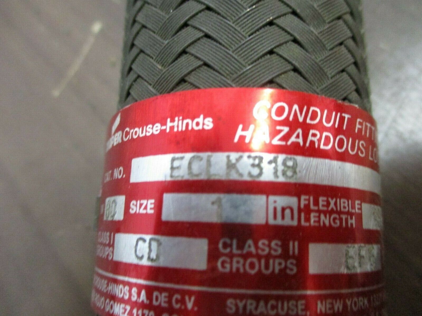 Cooper / Crouse-Hinds Explosion Proof Flexible Conduit ECLK318 Size: 1" Used