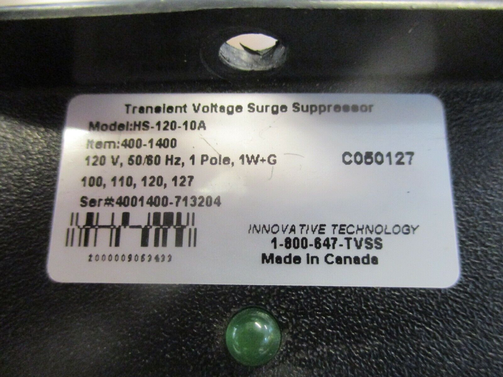 Innovative Technology IT Protector HS Model Surge Suppressor HS-120-10A Used