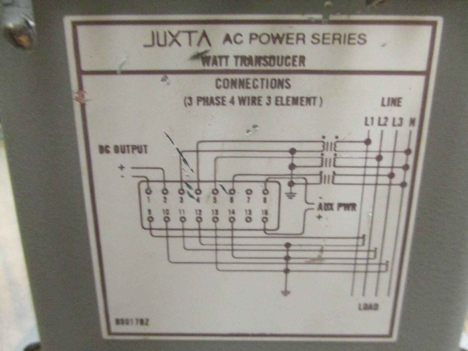 Yokogawa JUXTA Watt Transducer 248954-540-AHD-3-0 3Ph 4W 2-1/2 Element Used