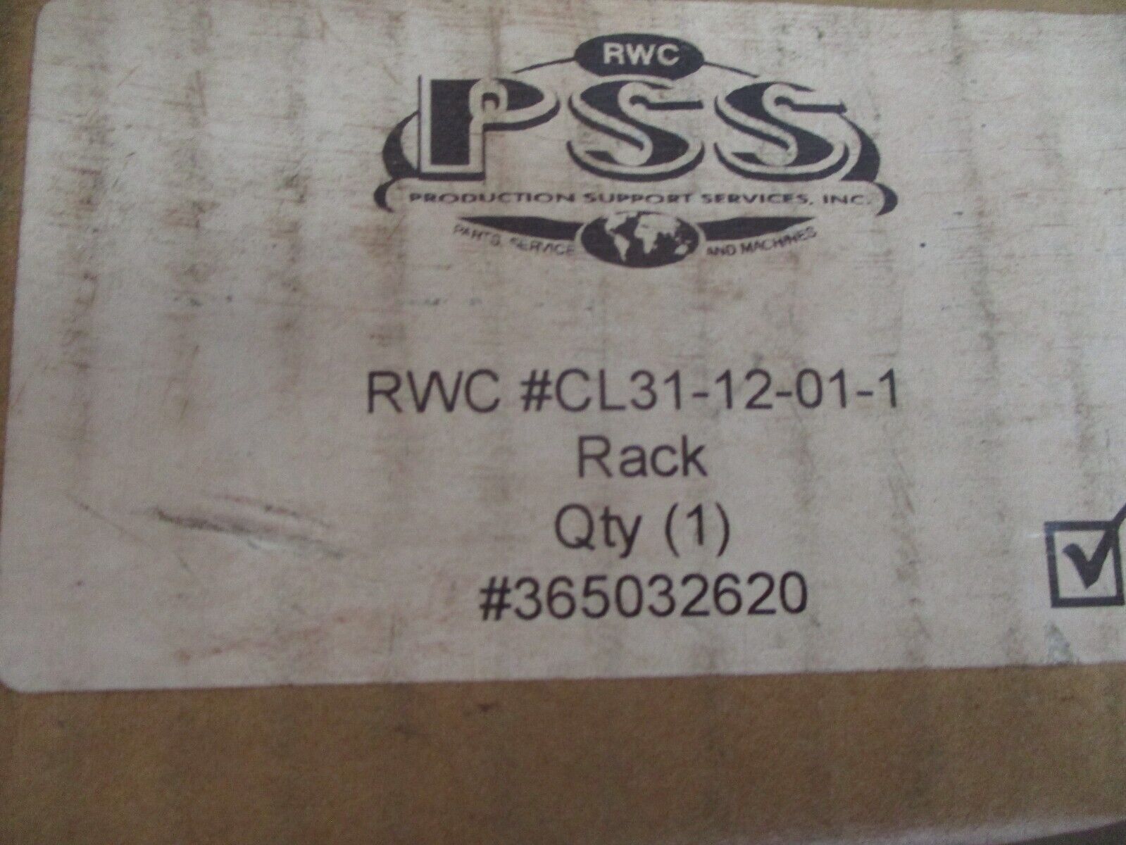 RWC PSS Gear Rack CL31-12-01-1 New Surplus