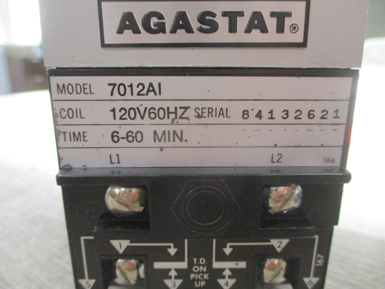 Agastat Timing Relay 7012AI Range 6-60 min 120V 60Hz Used