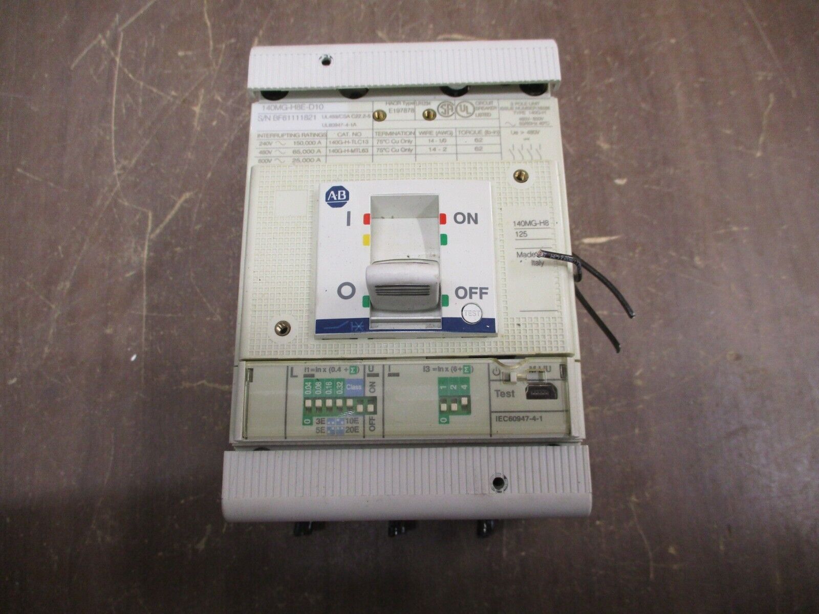 Allen-Bradley Motor Protector 140MG-H8E-D10 100A 600V 50/60Hz Used