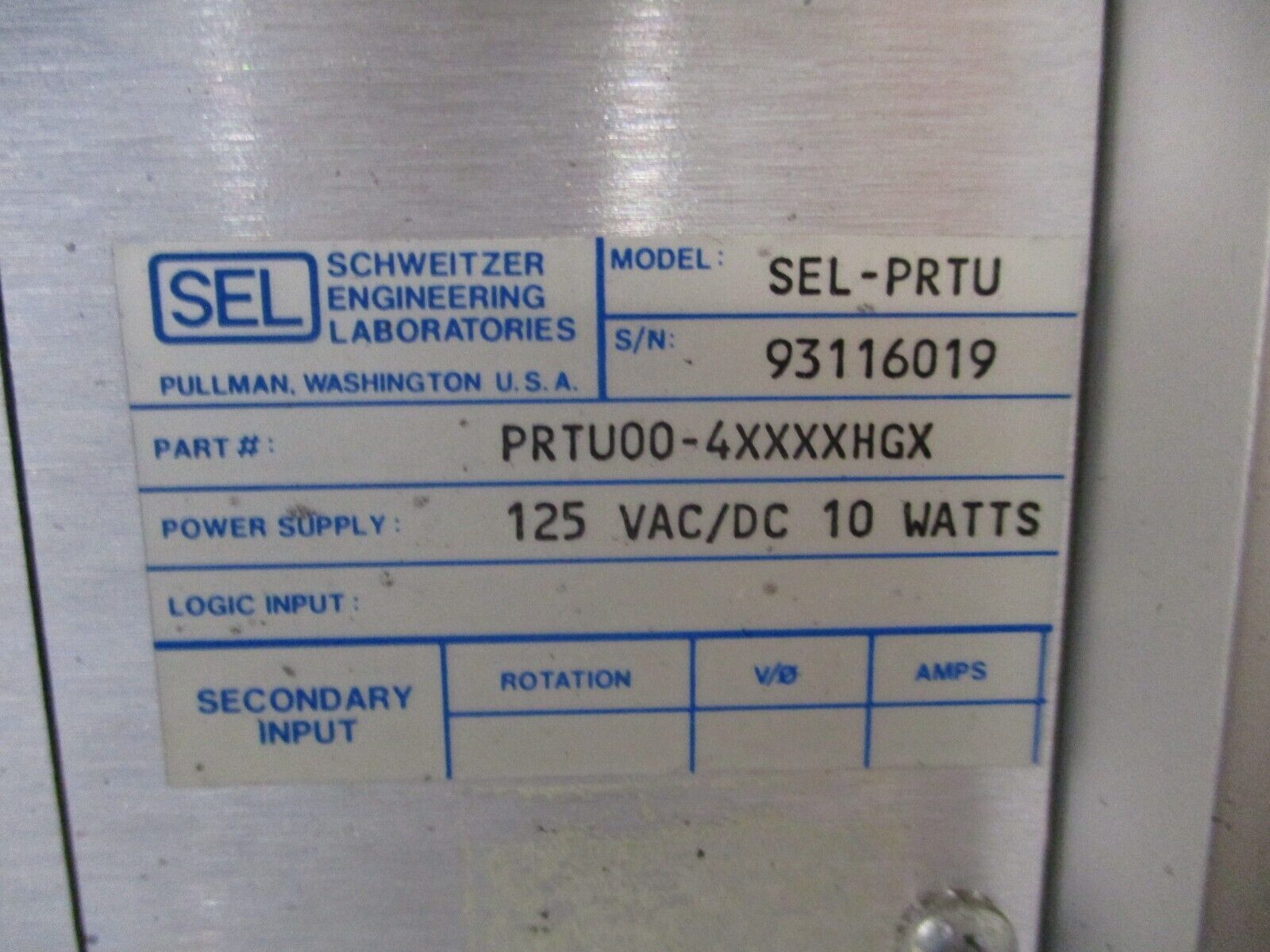 SEL SEL-PRTU Protective Relay Terminal Unit PRTU00-4XXXXHGX 120V AC/DC 10W Used