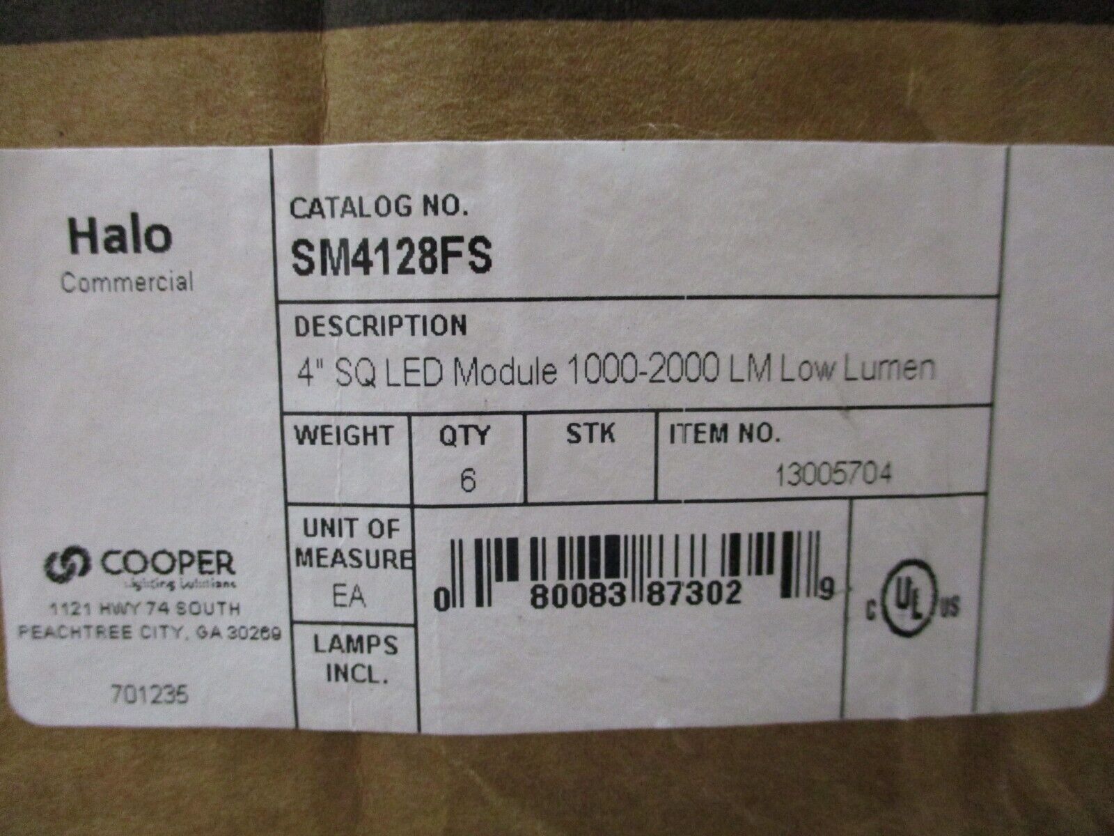 Eaton Halo Commercial LED Module SM4128FS 4" SQ 1000-2000 LM Low Lumen