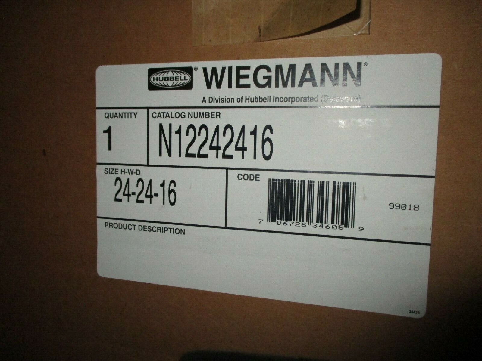 Wiegmann Type 12/13 Enclosure N12242416 Size: 24x24x16" New Surplus