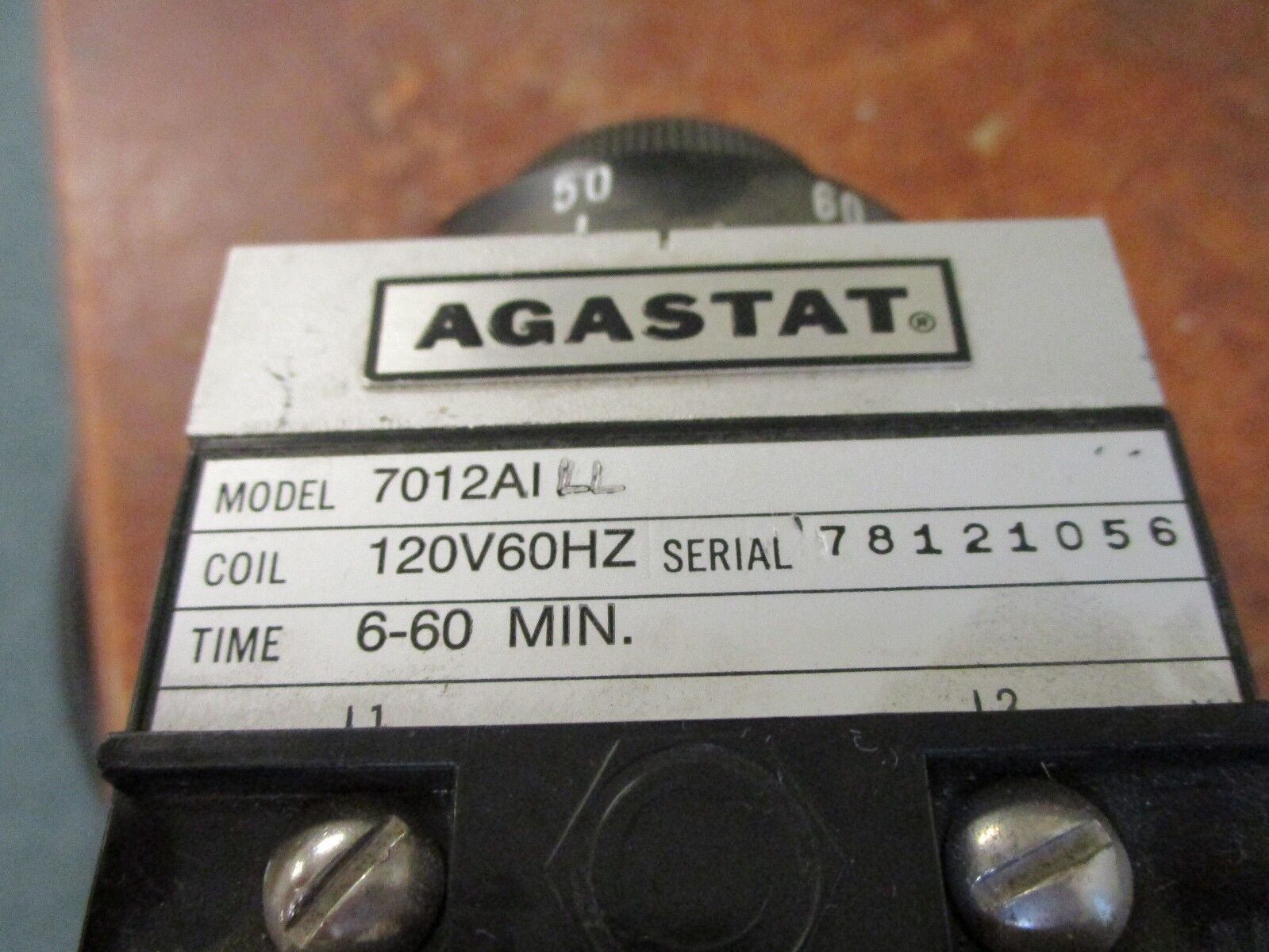 Agastat Timing Relay 7012AI Range 6-60 min 120V 60Hz Used