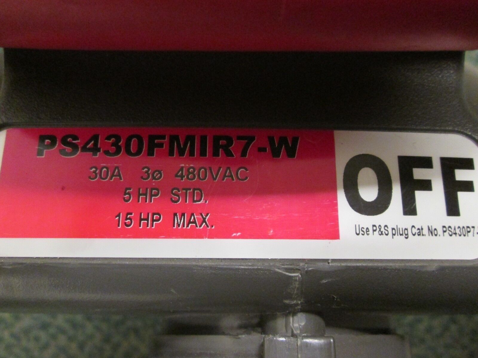Pass & Seymour Mechanical Interlock PS430FMIR7-W 30A 480VAC 15HP Used