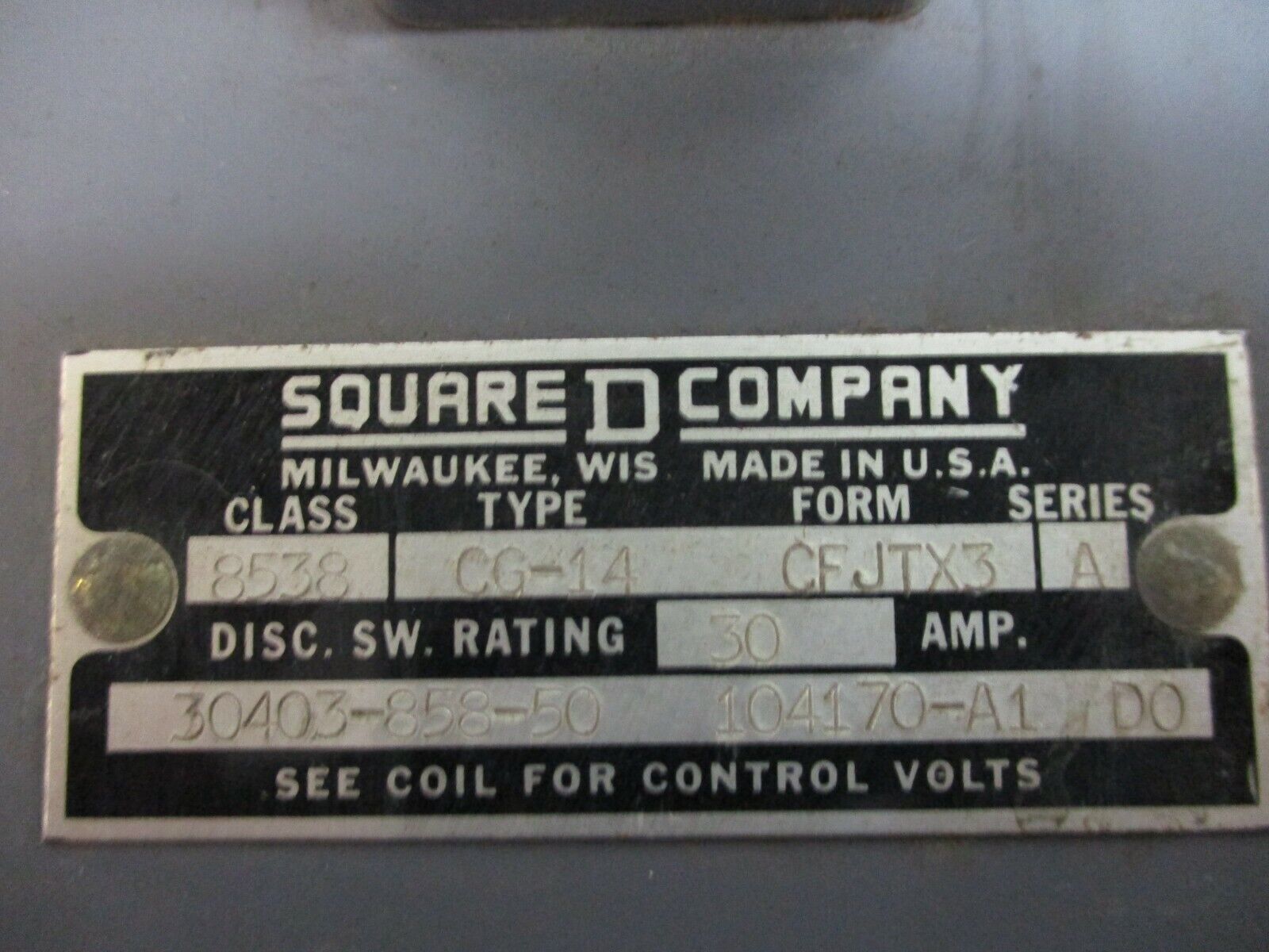 Square D Non-Fusible Size 1 Combination 8538CG-14CFJTX3 30A 440V Used