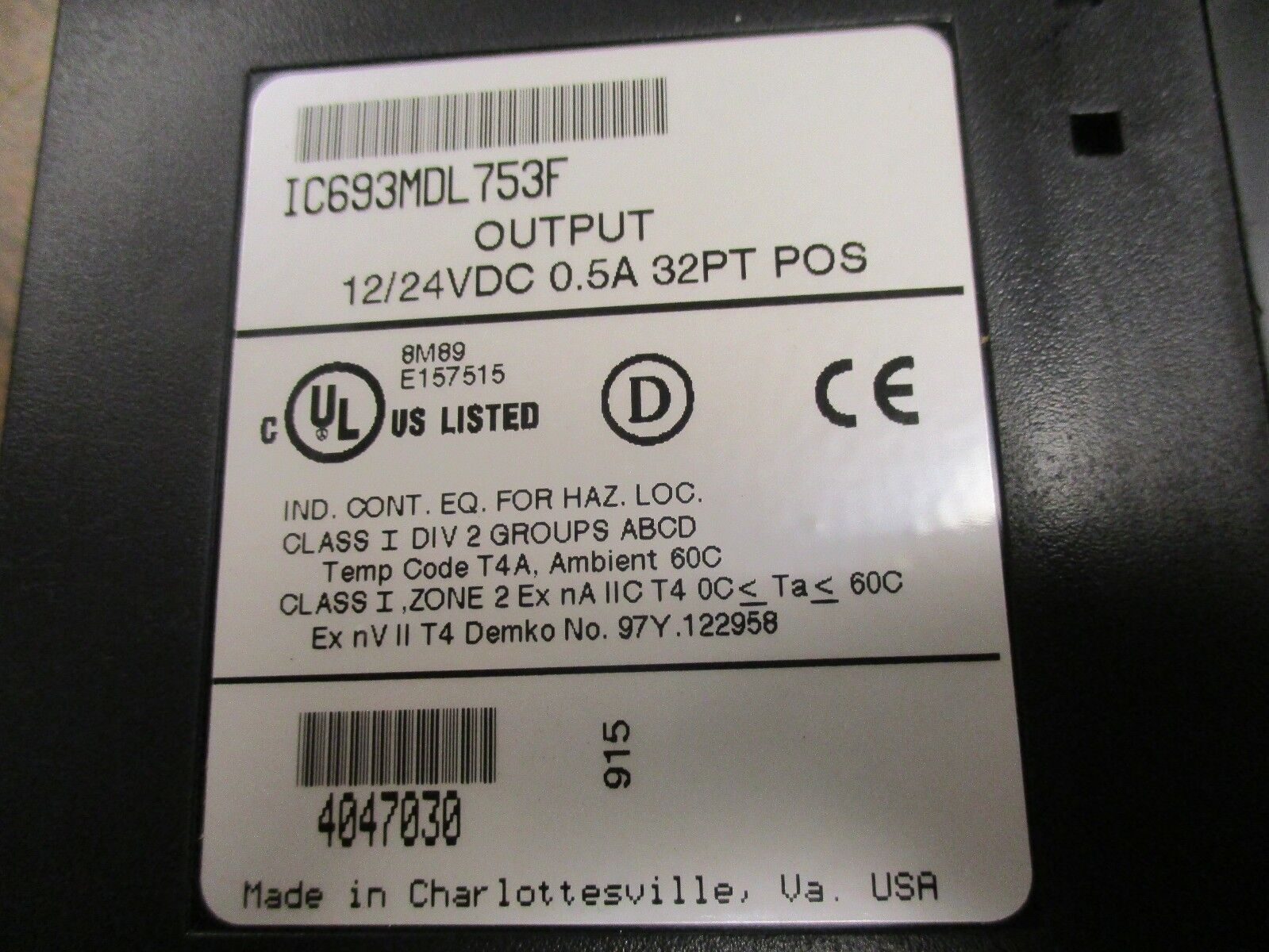 GE Fanuc Pos Output Module IC693MDL753F 12/24VDC 0.5A 32PT Used