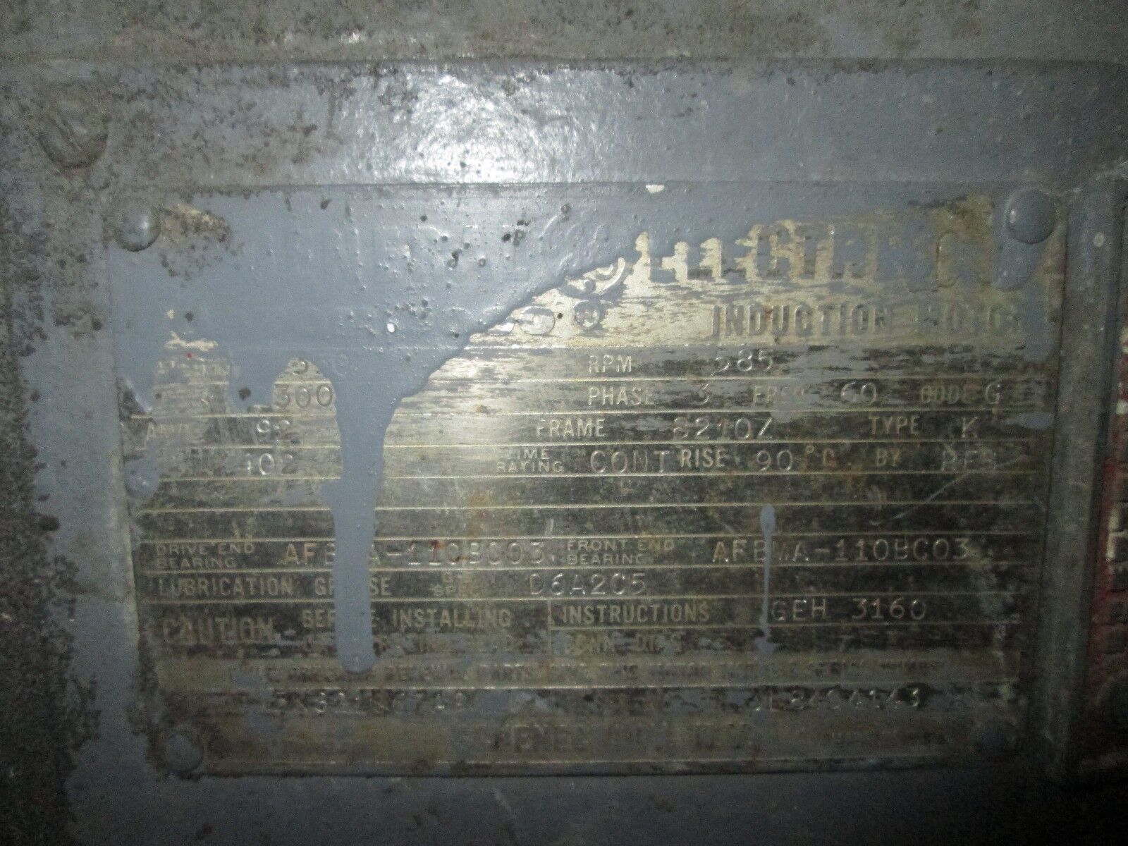 GE Motor 5K821067A9 350HP 600 RPM 8210Z Frame 2300V 92A