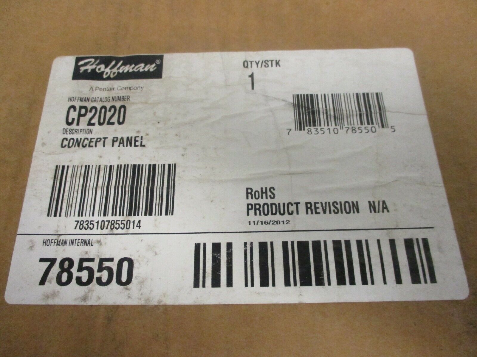 Hoffman Concept Backplate CP2020 Size: 18.2x18.2" New Surplus *Some Shelf Wear*