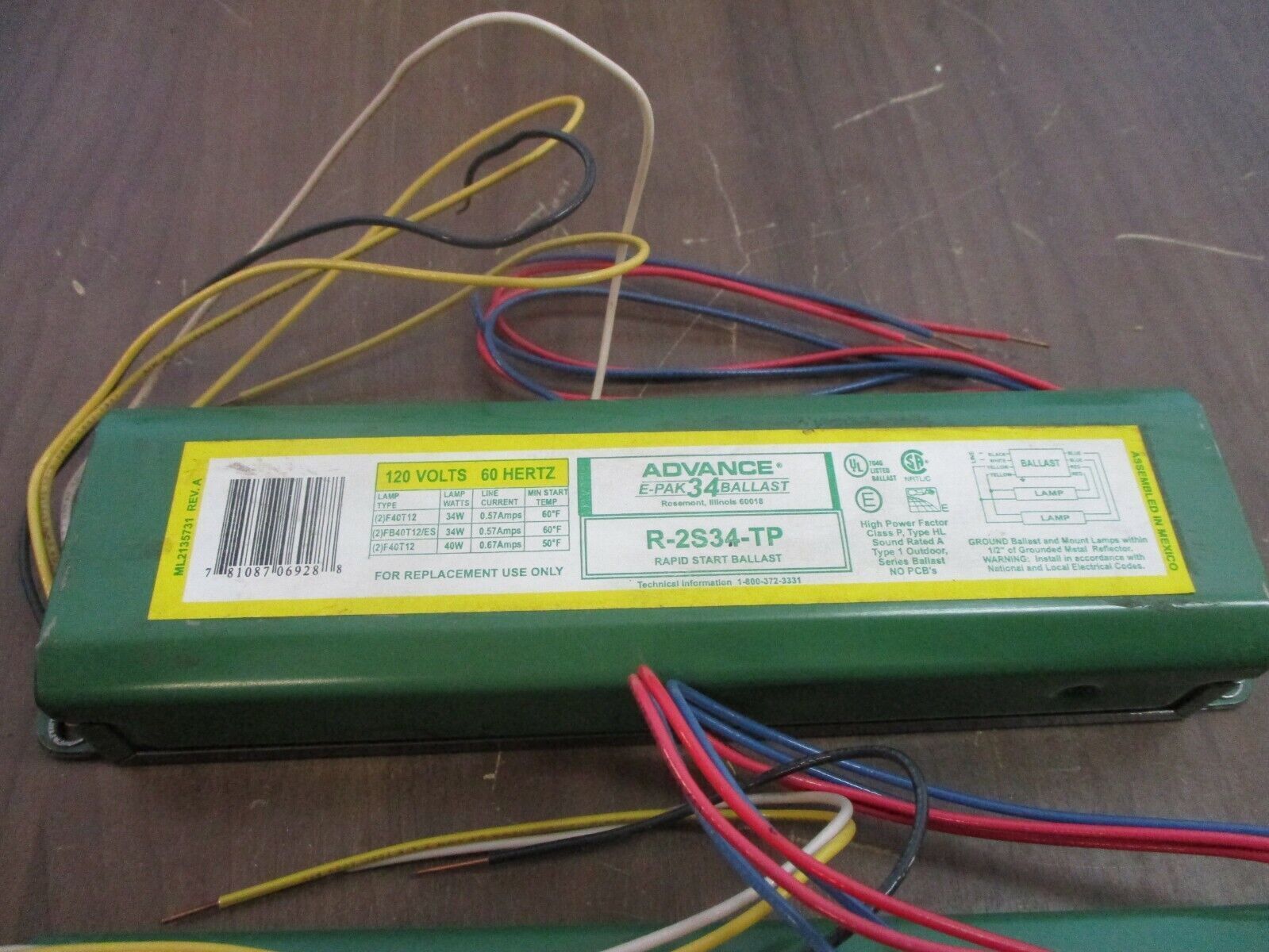 Advance E-Pak 34 Rapid Start Ballast R-2S34-TP 120V 60Hz *No Box* *Lot of 2*