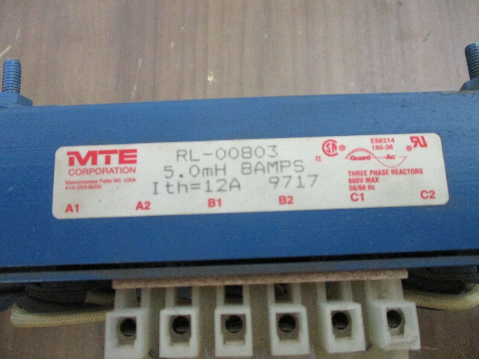 MTE Line Reactor RL-00803, 8A 5mH 600V Used