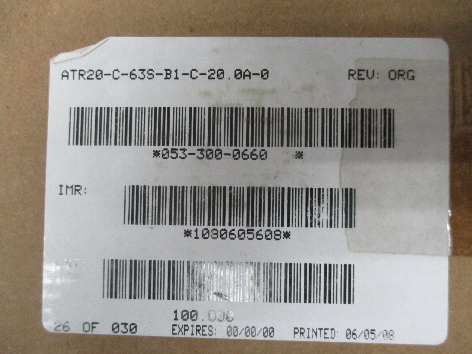Airpax Circuit Breaker ATR20-C-63S-B1-C-20.0A-0 20A 250VAC 50VDC *Box of 100*
