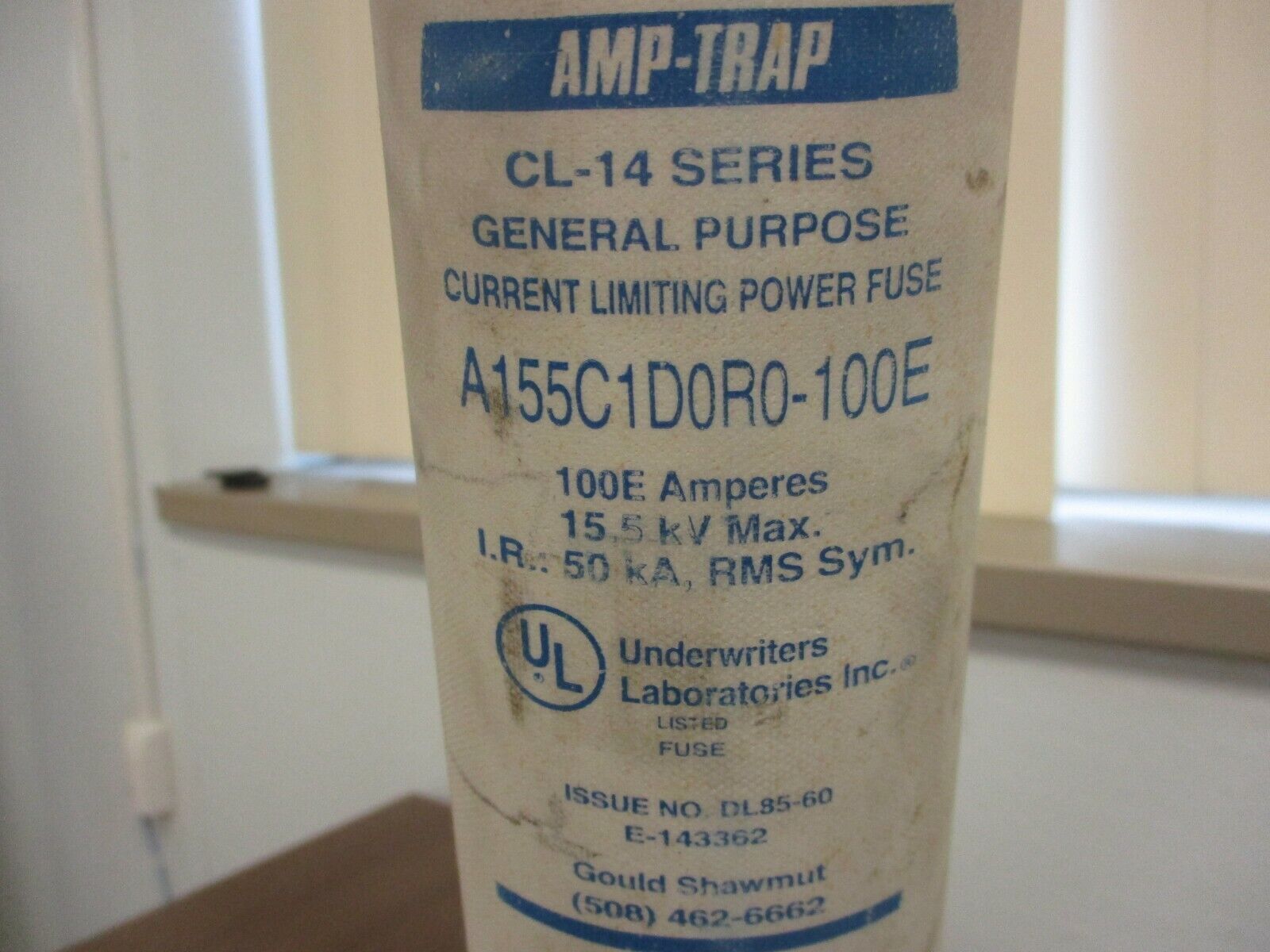 Gould Shawmut Amp-Trap CL-14 Fuse A155C1D0R0-100E 100E 15.5kV Used