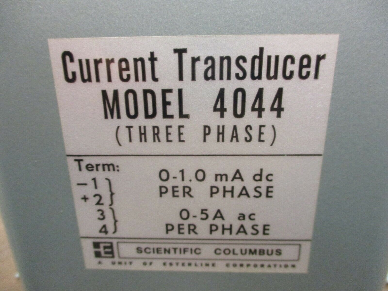 Scientific Columbus Current Transducer 4044 3Ph 0-1.0mA dc Per Ph 0-5A ac Per Ph
