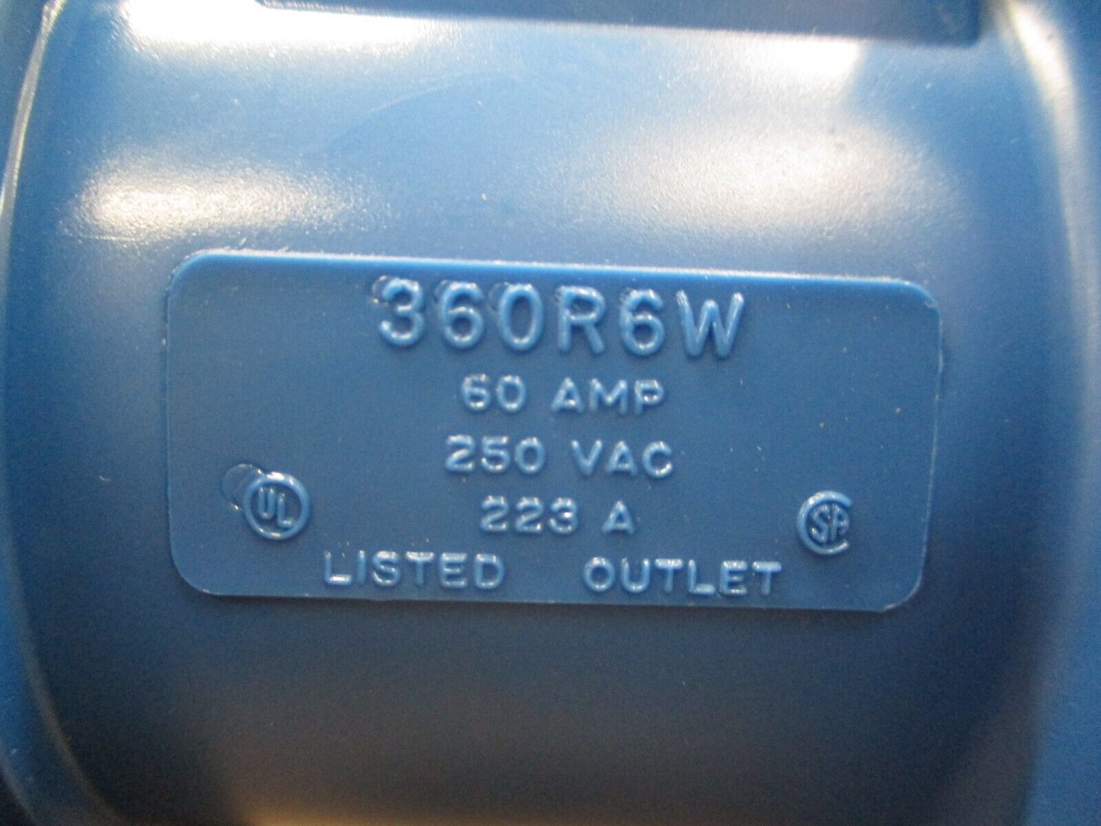 Hubbell Receptacle w/ Base 360R6W 60A 250V *Missing (2) Screws* Used