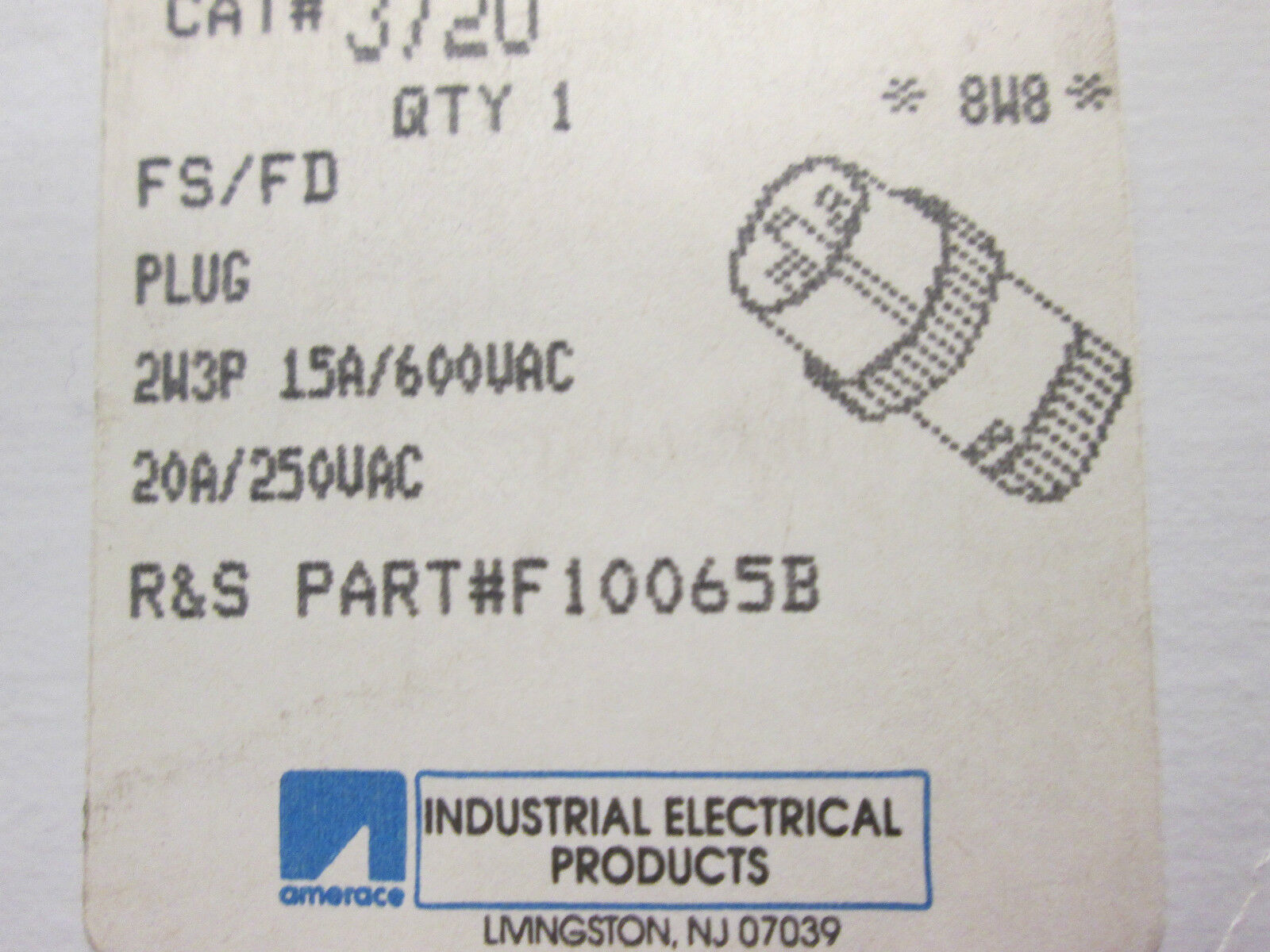 Russellstoll 3720 20A 250V/10A 600V New Surplus