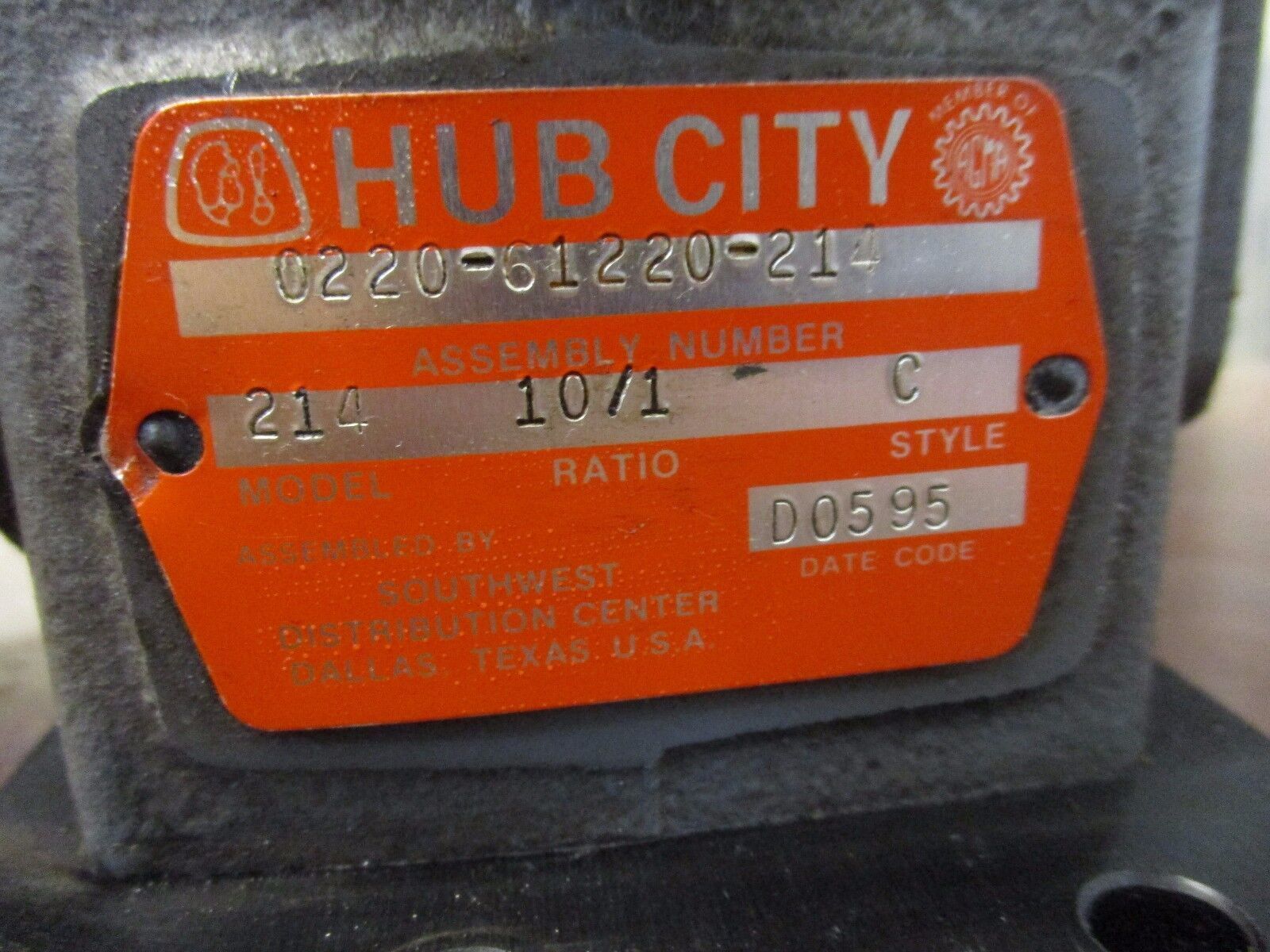 Hub City Gear Reducer 214 Ratio 10/1 Used