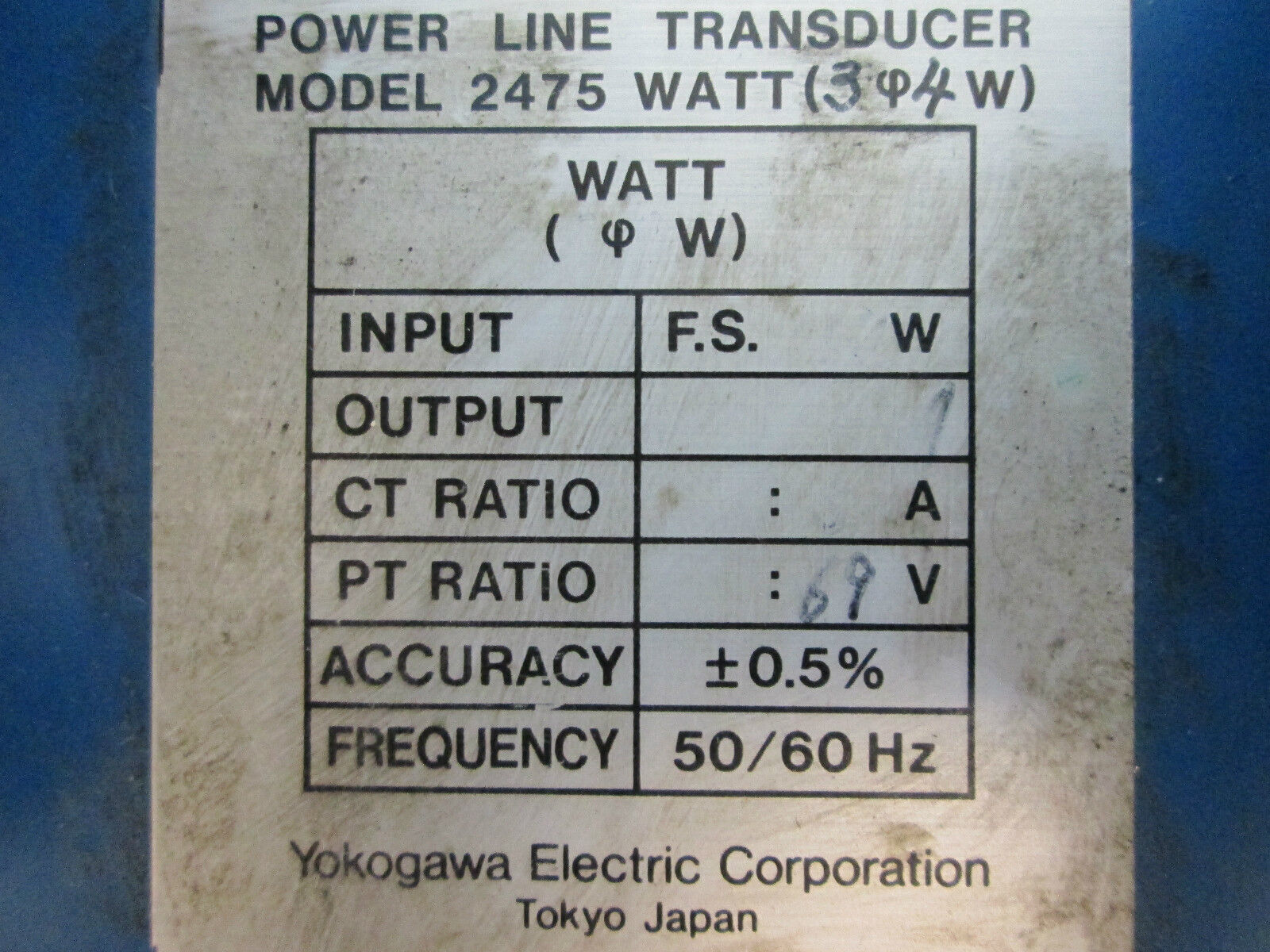 Yokogawa Power Line Transducer Model 2475 Watt 3P 4W