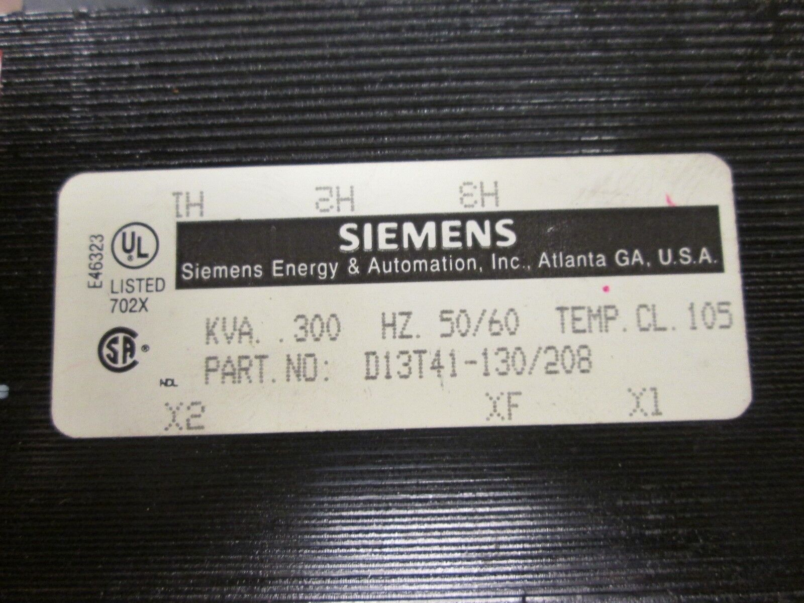 Siemens Control Transformer D13T41-130/208 0.300KVA 50/60Hz Used