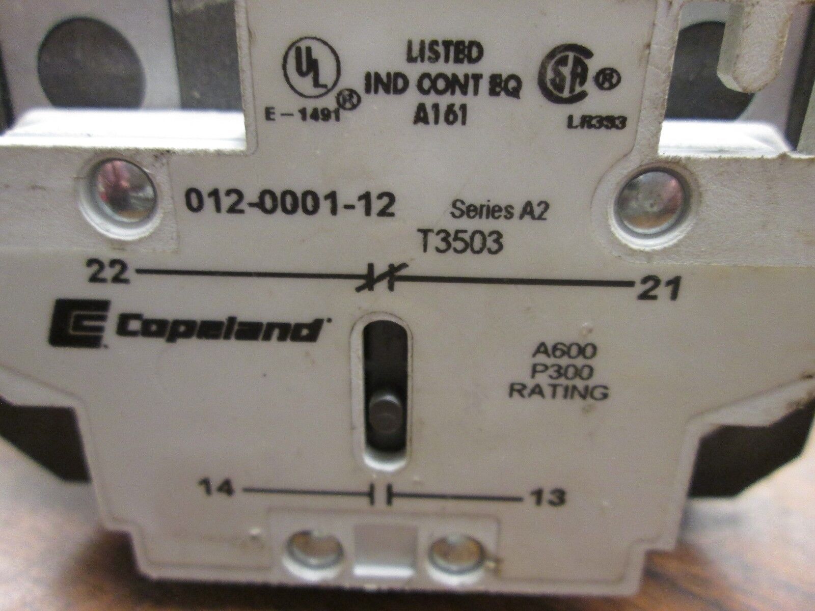 Copeland Contactor 012-3050-01 120V Coil 50A Used