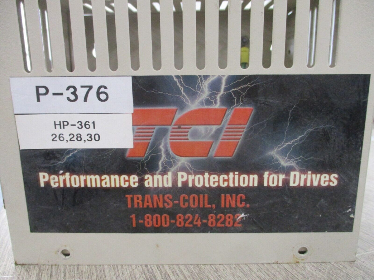 TCI KDR Drive Reactor KDRA3LC1 9.6A 600V 50/60Hz 3Ph Motor: 7.6A Used