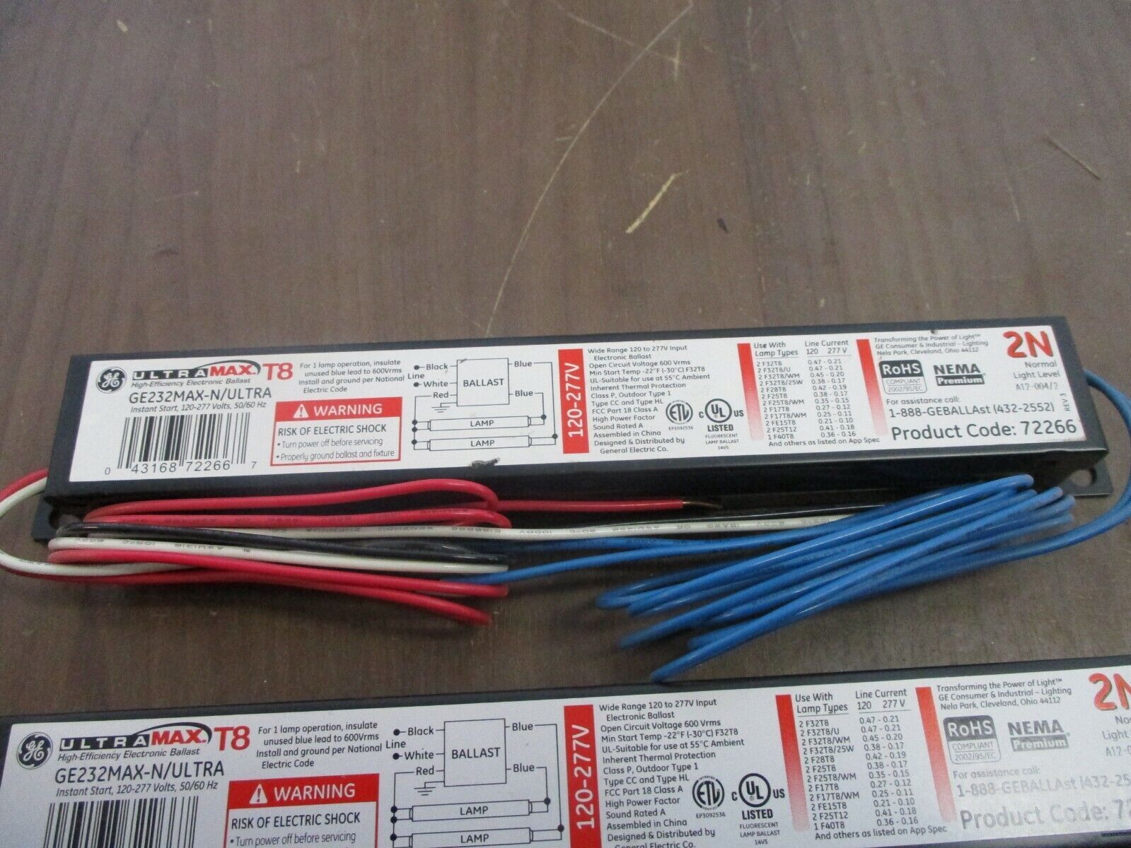 GE UltraMax T8 Electronic Ballast GE232MAX-N/ULTRA 120-277V 50/60Hz *No Box*