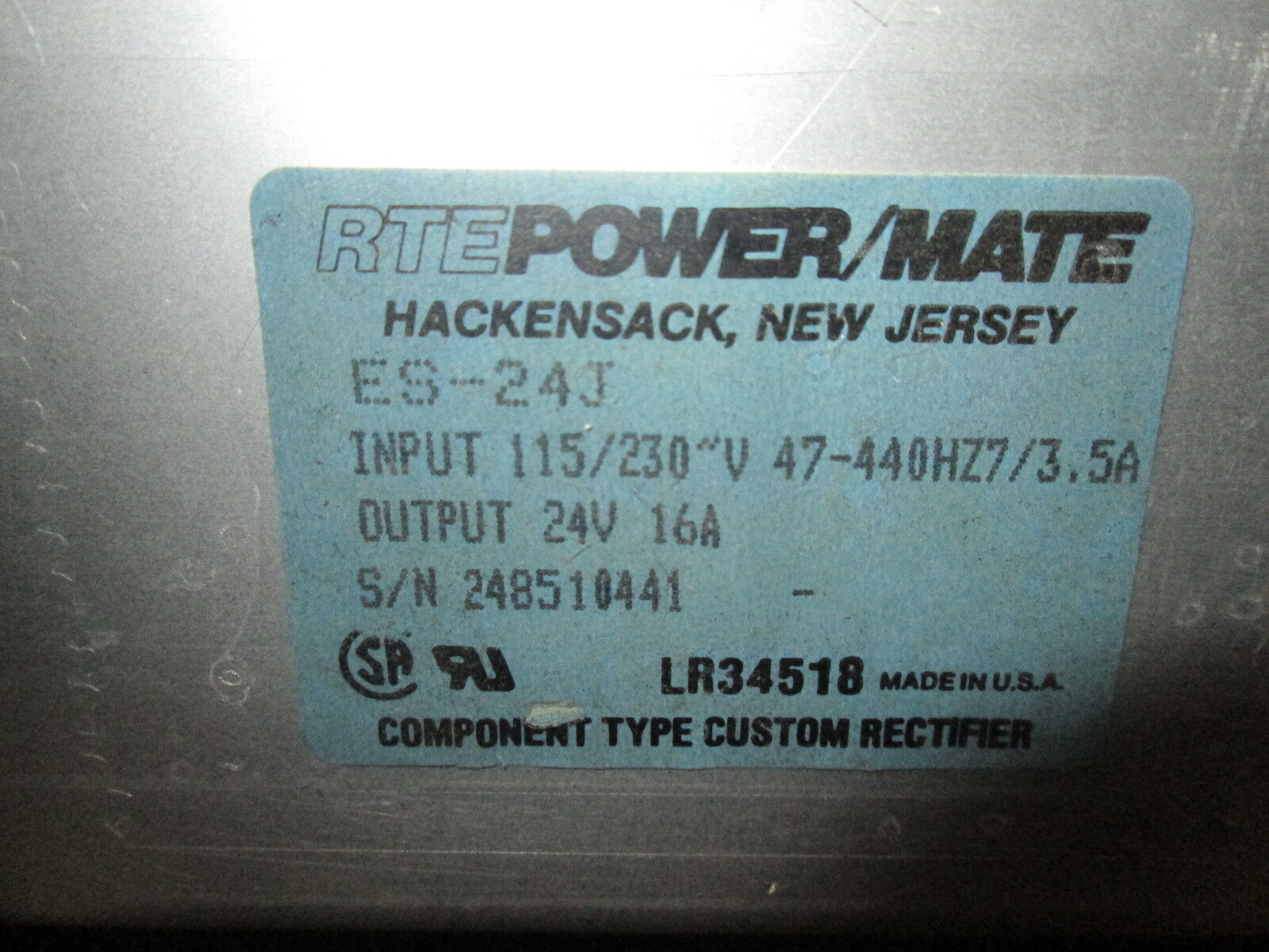 RTE Power/Mate Power Supply ES-24J Used