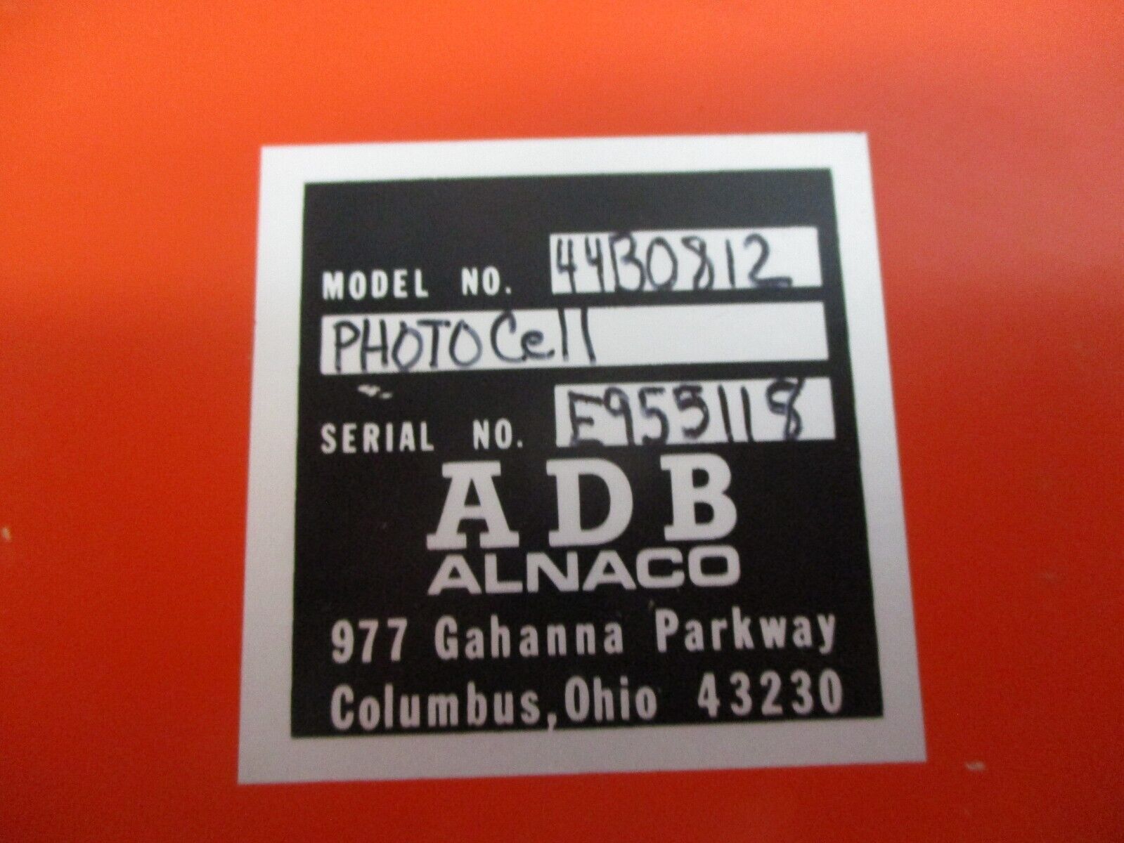 ADB Alnaco Photocell 44B0812 Used