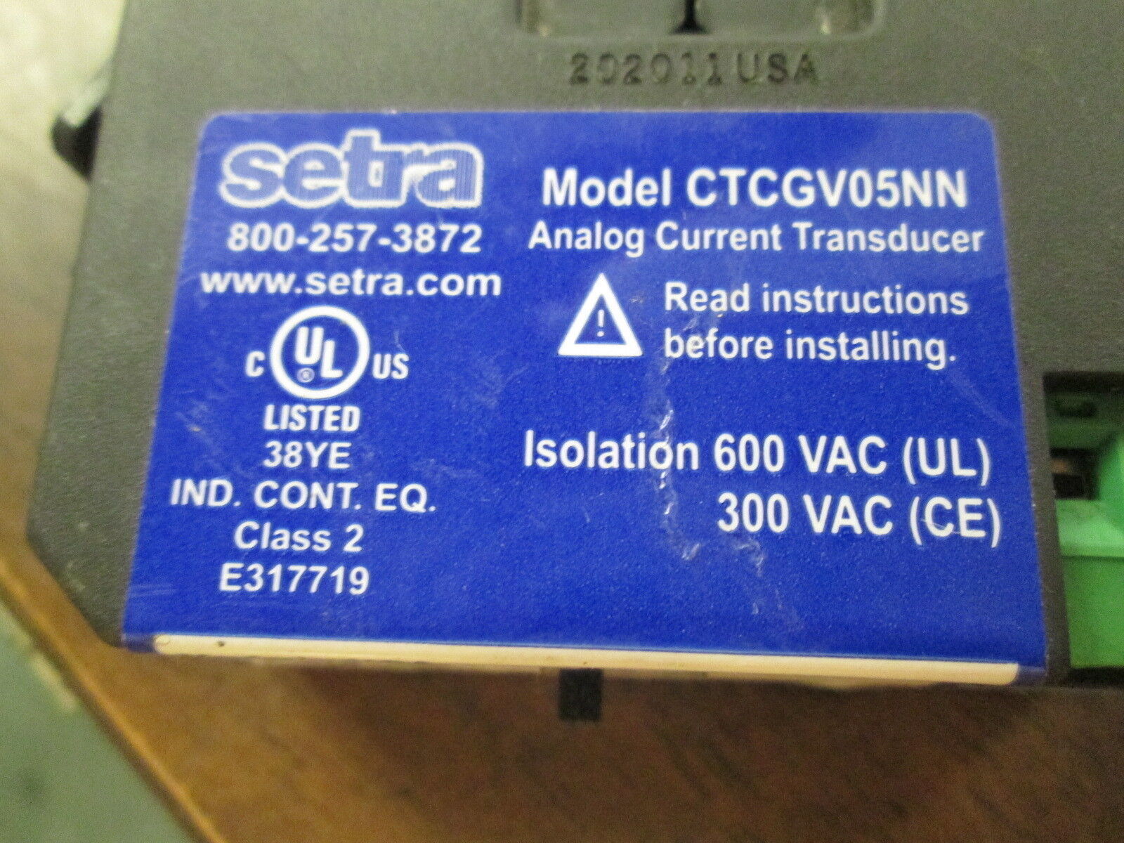 Setra Analog Current Transducer CTCGV05NN 30-120A Output: 0-5VDC Used