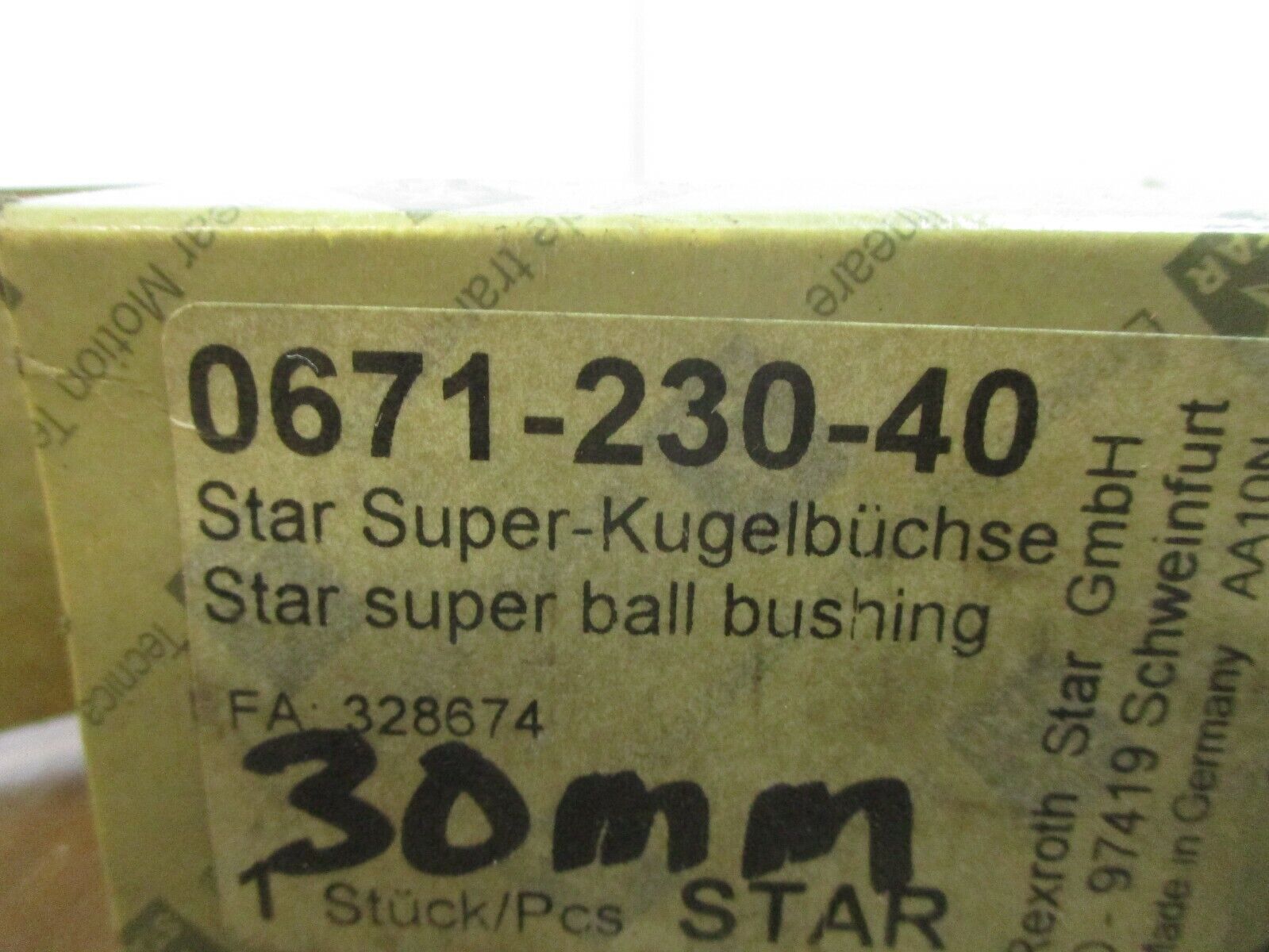 Rexroth Star Super Ball Bushing 0671-230-40 New Surplus