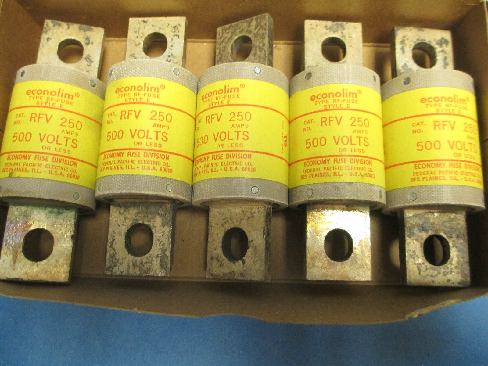 Econolim Fuse RFV-250 250A 500V *Box of 5* New Surplus