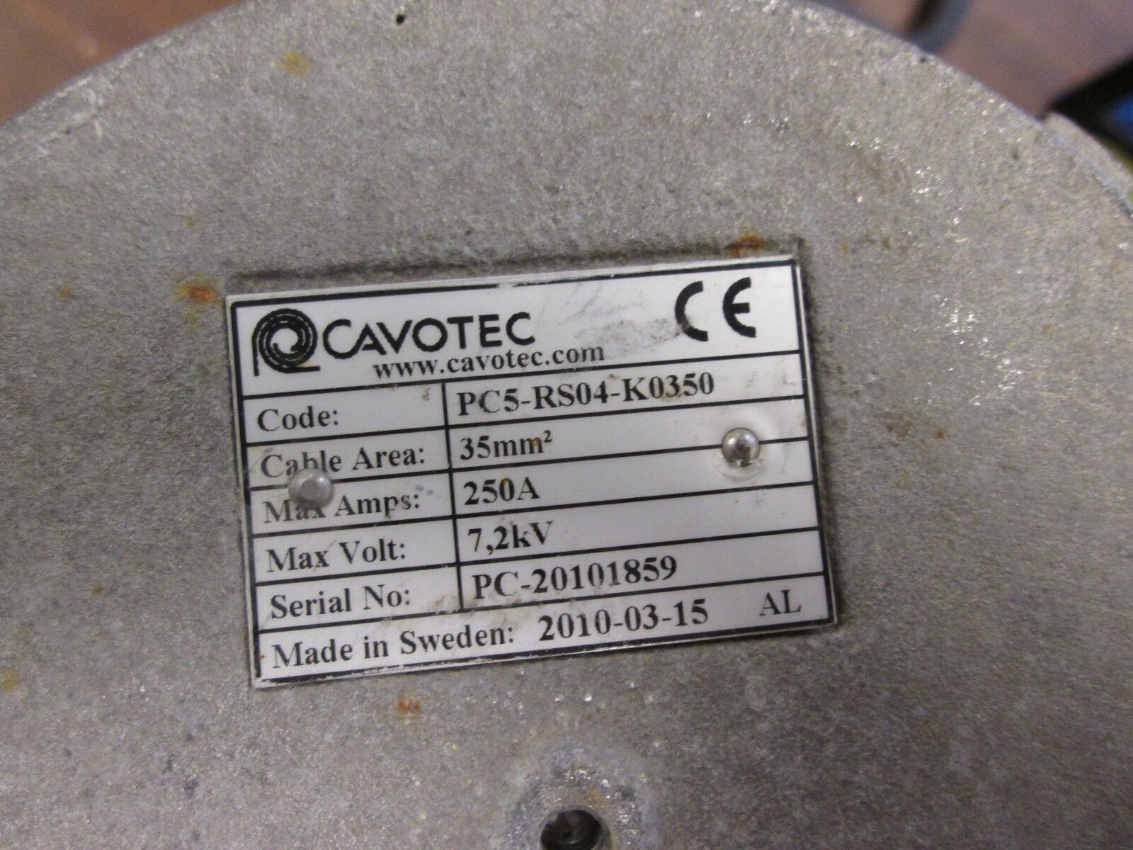 Cavotec 43 Pin Receptacle PC5-RS04-K0350 250A 7.2 KV Cable 35mm^2 Used