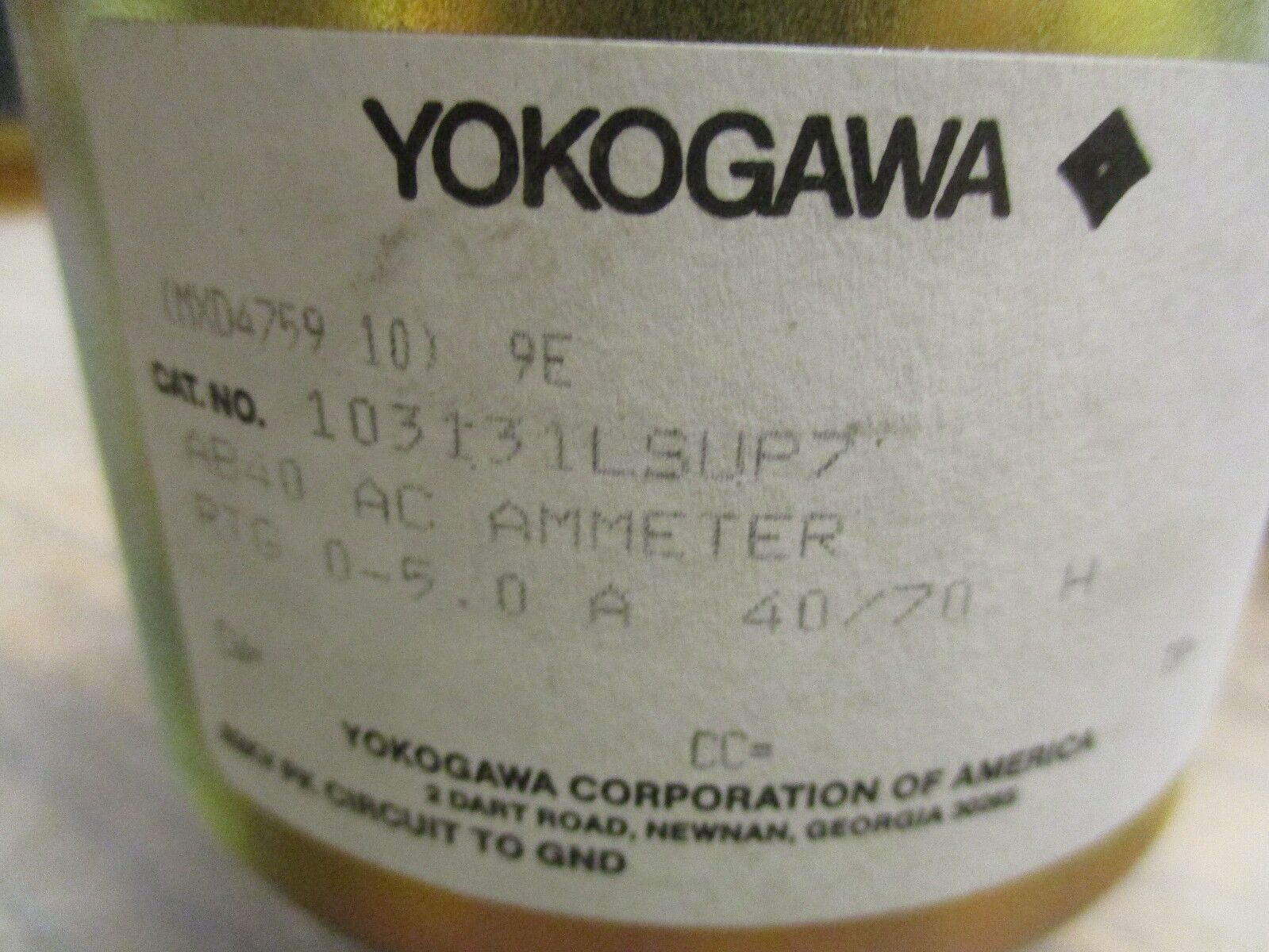 Yokogawa AC Ammeter 103131LSUP7 Range: 0-6000A Used