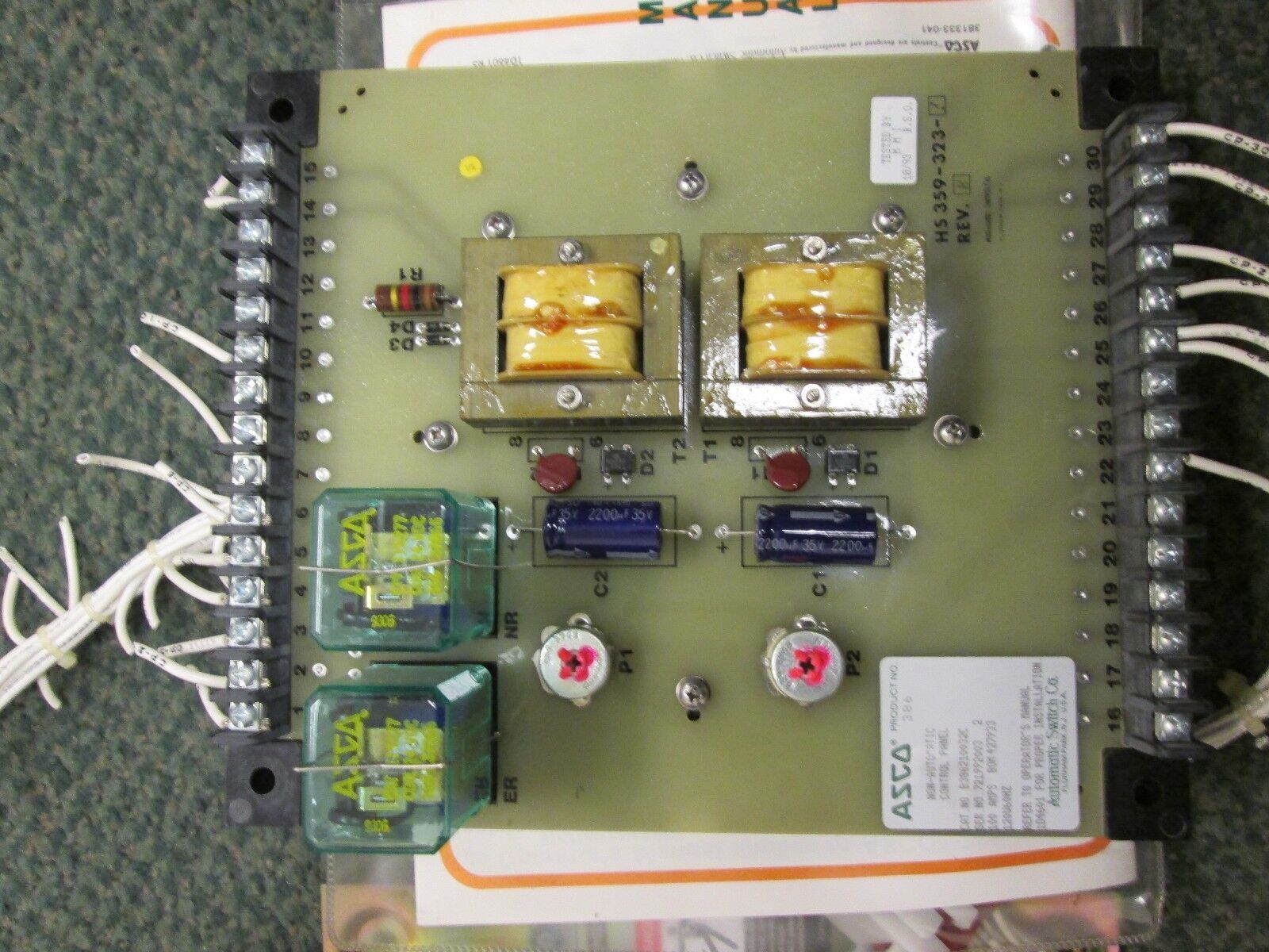 ASCO Non-Automatic Transfer Switch w/ Controller B386210032C 100A 120V 60Hz Used