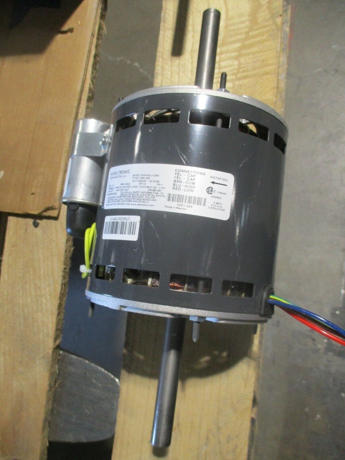 Kooltronic AC Motor K55HXHLJ-2298 1/2HP 1600RPM 208/230V 5.3A 50/60Hz 1Ph Used