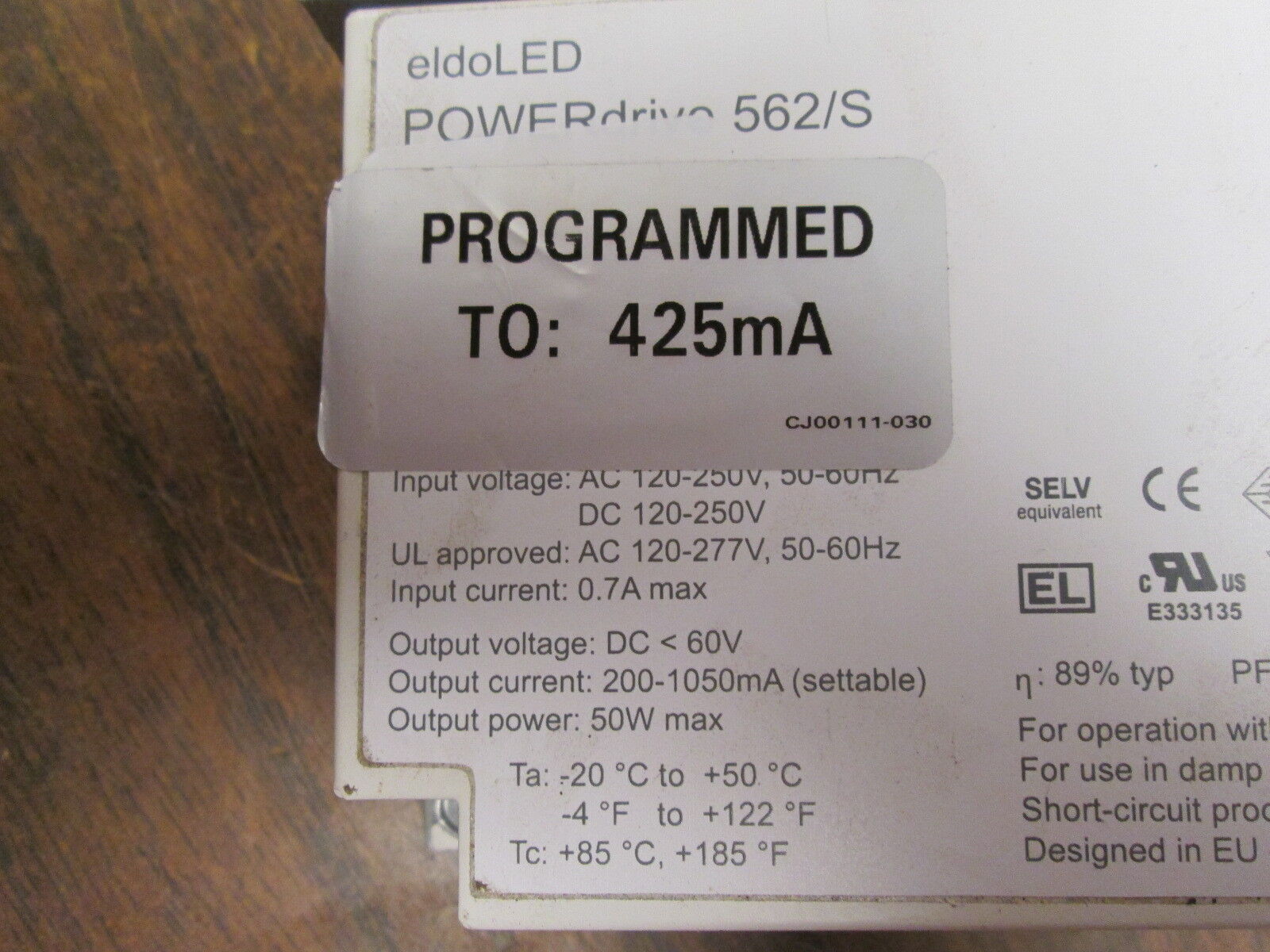 EldoLED Powerdrive 562/S Programmed to 425mA Used