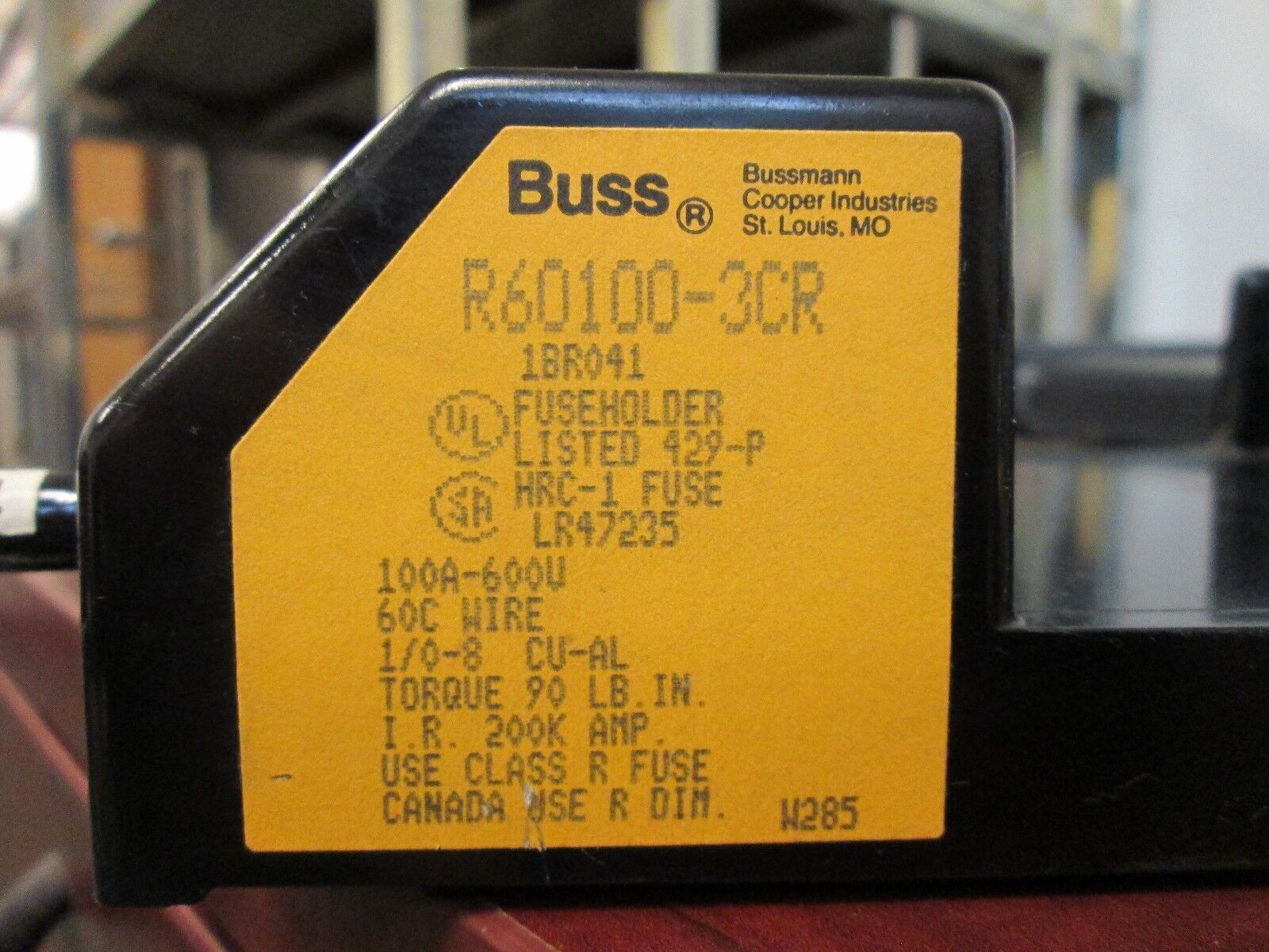 Bussmann Fuse Holder R60100-3CR 100A 600V 3P Used