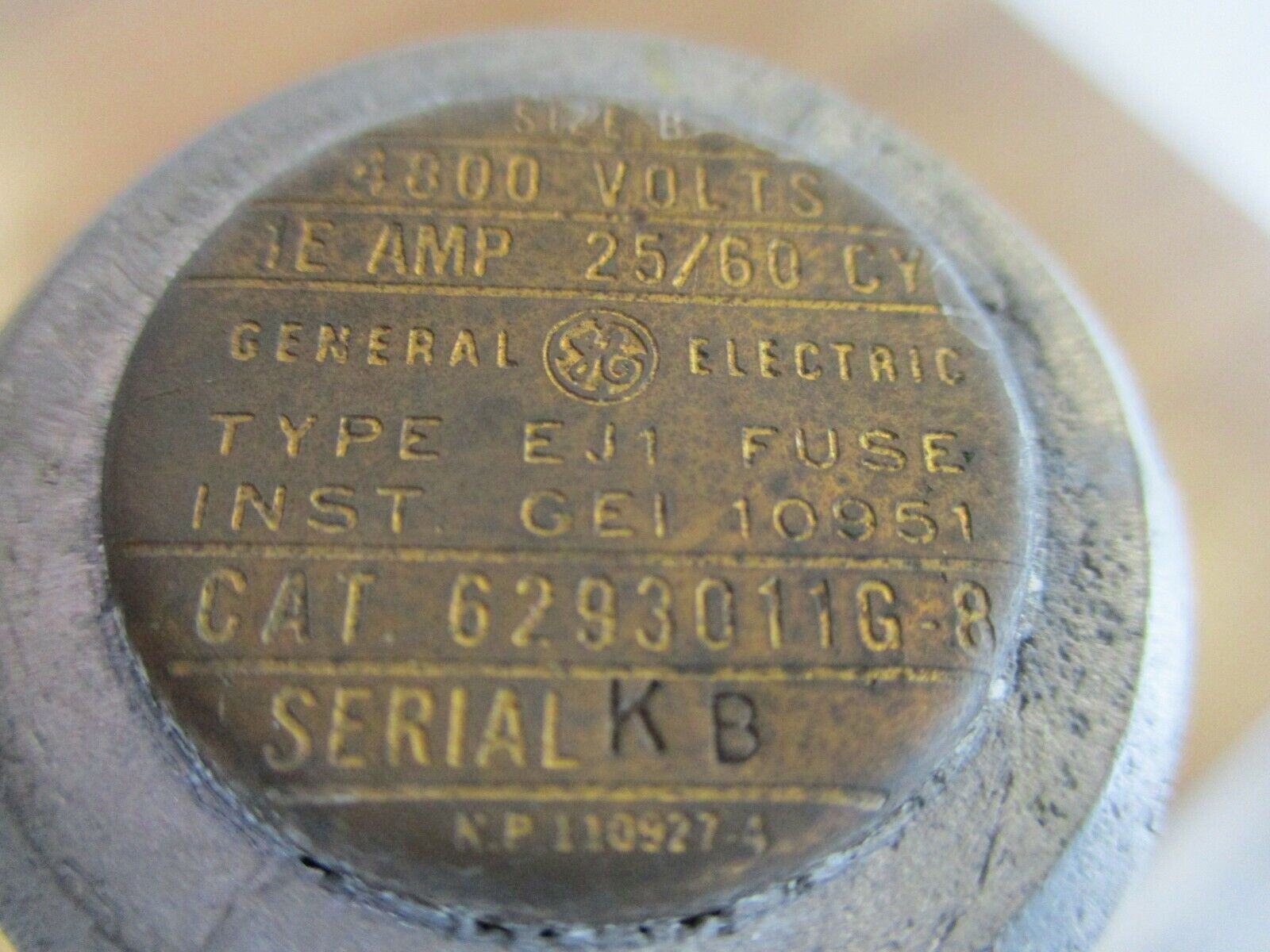 GE Type EJ1 Fuse 6293011G-8 1E 4800V 25/60Hz Used