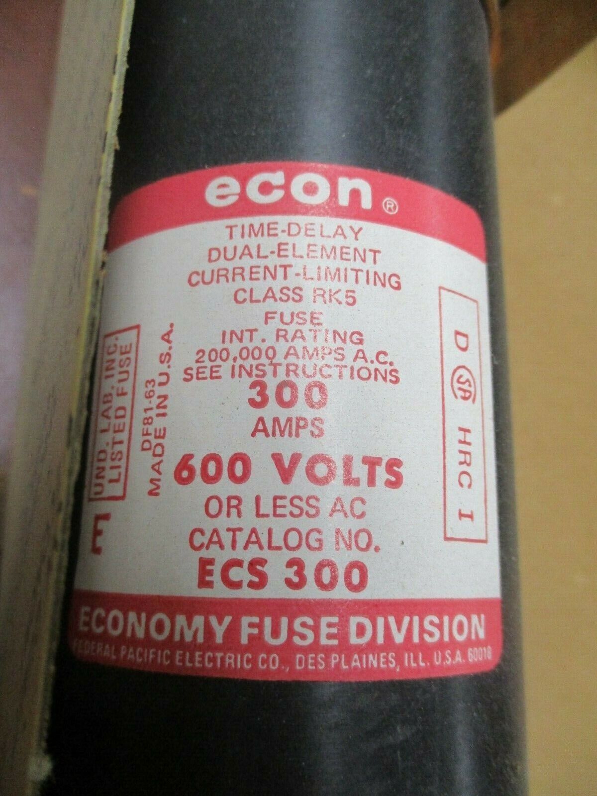 Economy econ Fuse ECS 300 300A 600V New Surplus