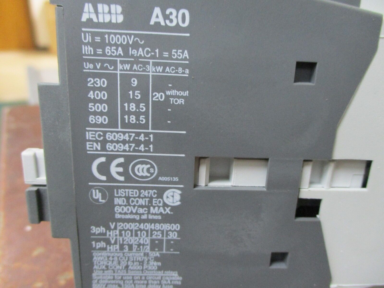 ABB Contactor A30-30-01 Used