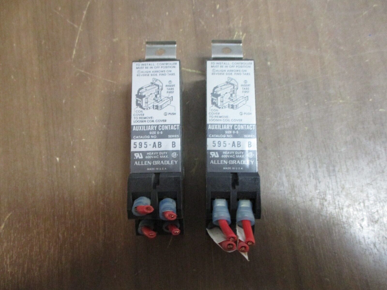 Allen-Bradley Aux Contact 595-AB Ser. B Size 0-5 *Lot of 2* Used