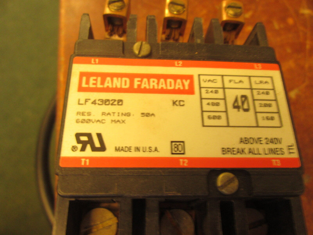 Leland Faraday Contactor LF43020 120V Coil 50A 600V Used