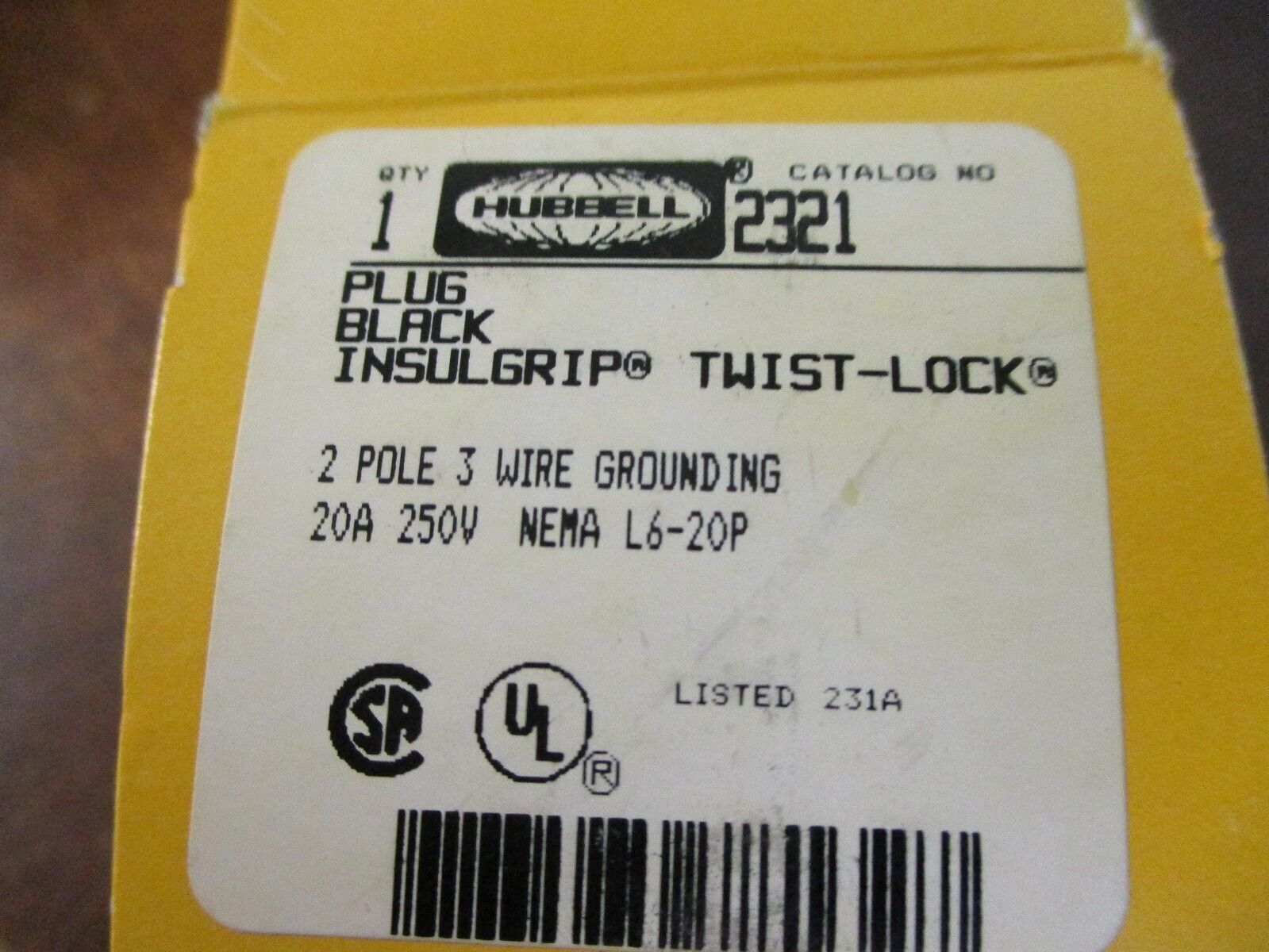 Hubbell Twist-Lock Plug 2321 20A 250V 2P 3w "Lot of 2" New Surplus