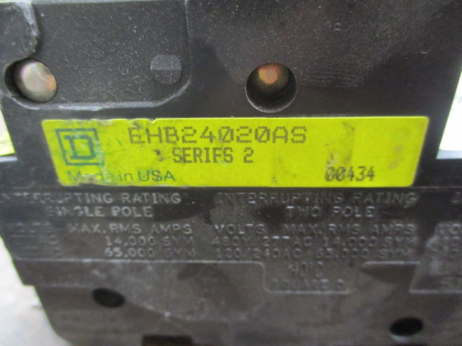 Square D PowerLink AS Remotely Operated Circuit Breaker EHB24020AS 20A 2P Used
