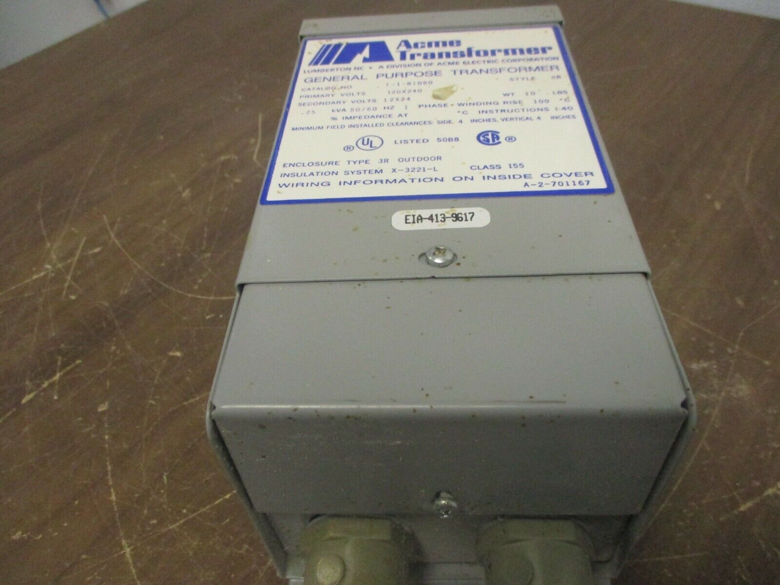 Acme Transformer 3R Transformer T-1-81050 0.25kVA Pri: 120/240V Sec: 12/24V 1Ph
