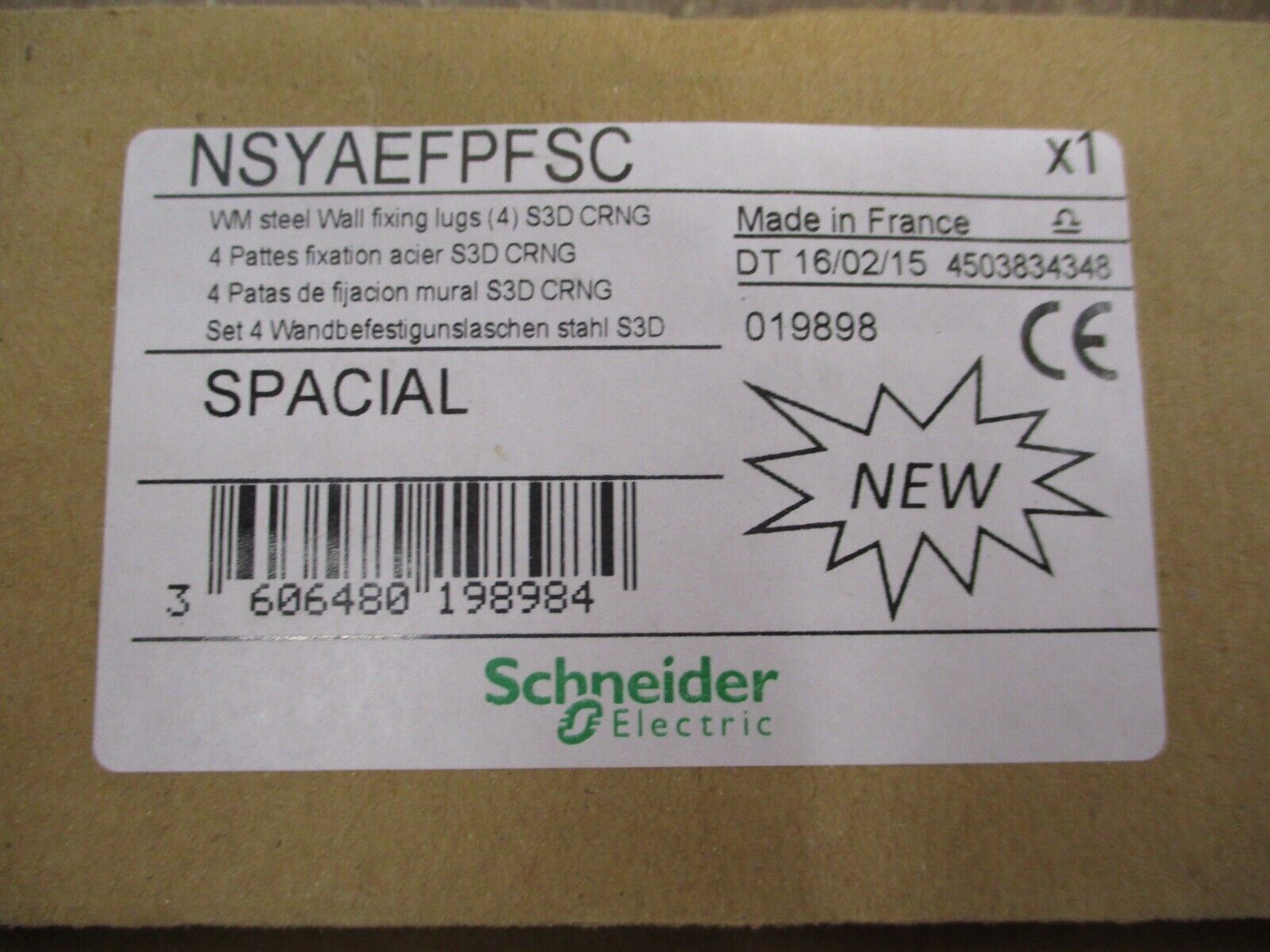 Schneider Electric WM Steel Wall Fixing Lugs NSYAEFPFSC *Set of 4* New Surplus
