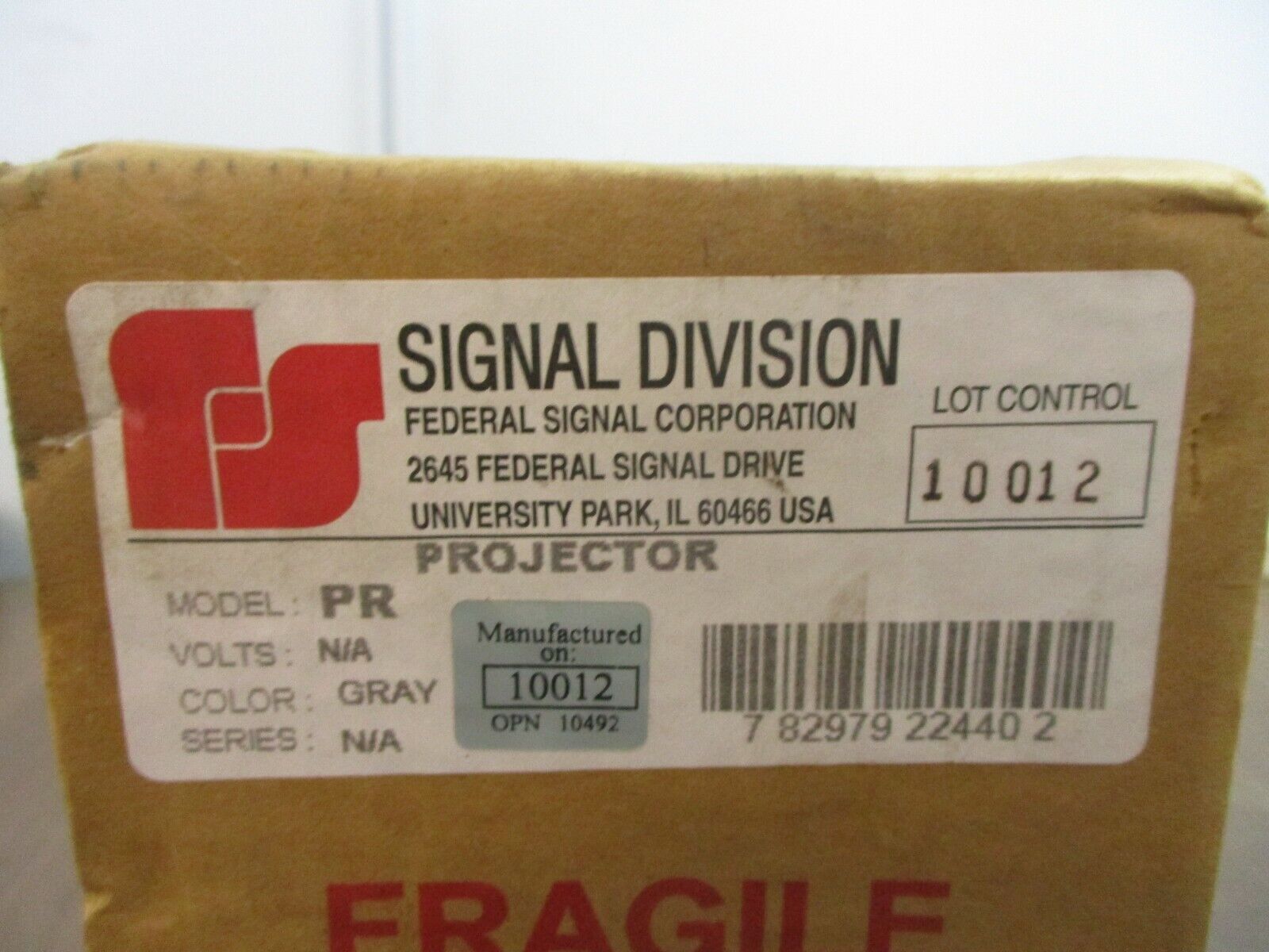 Federal Signal Signal Division Projector PR Gray New Surplus