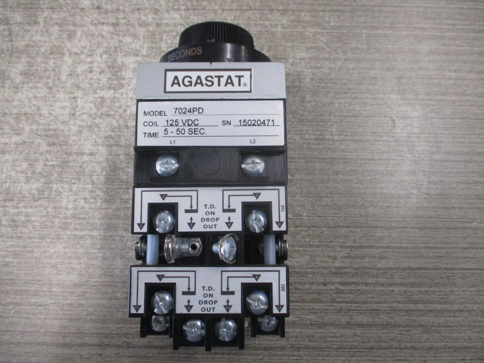 Agastat Timing relay 7024PD 125VDC Coil Time: 5-50 Sec Used
